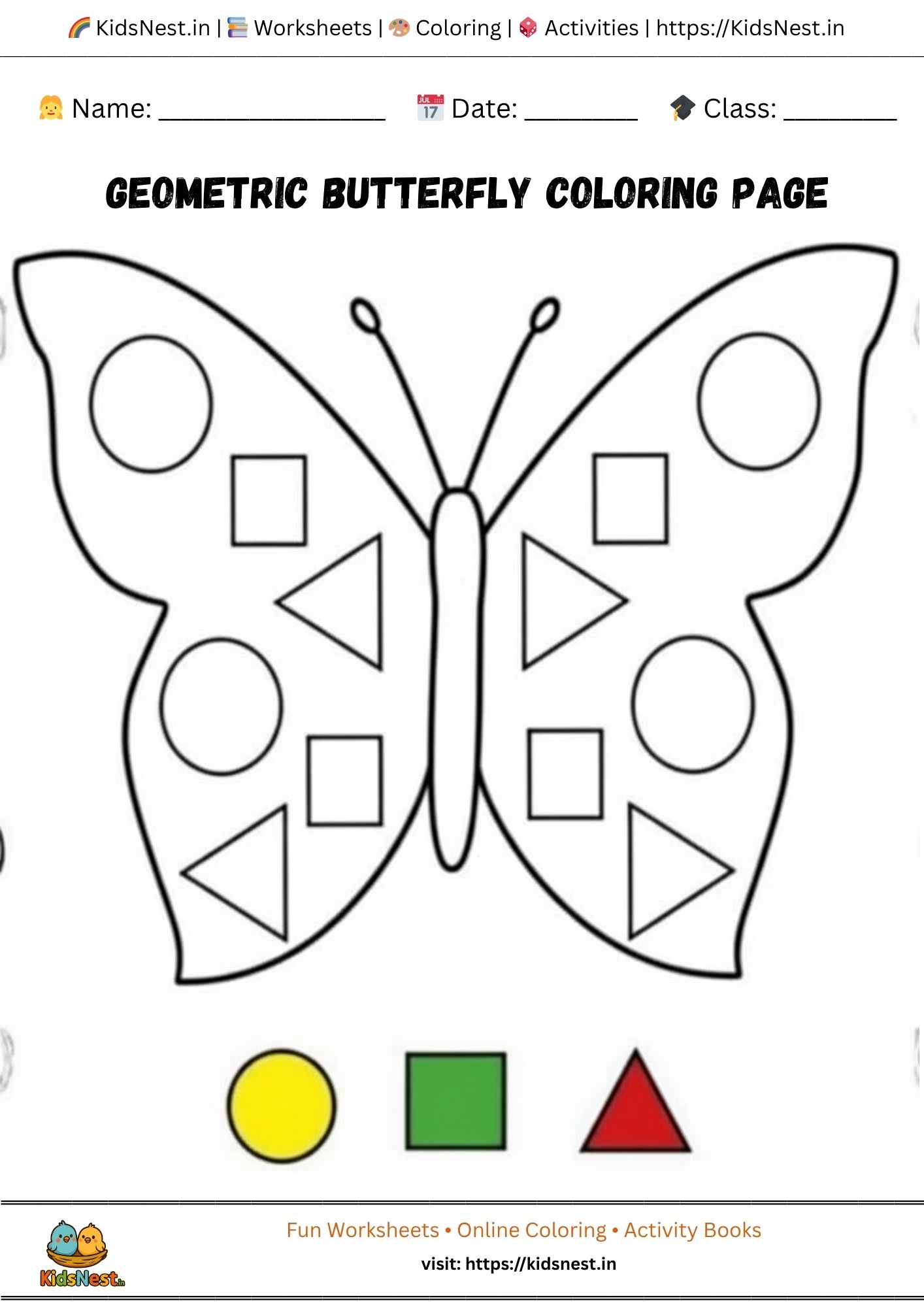 Geometric Butterfly Coloring Page | Printable Kids Activity