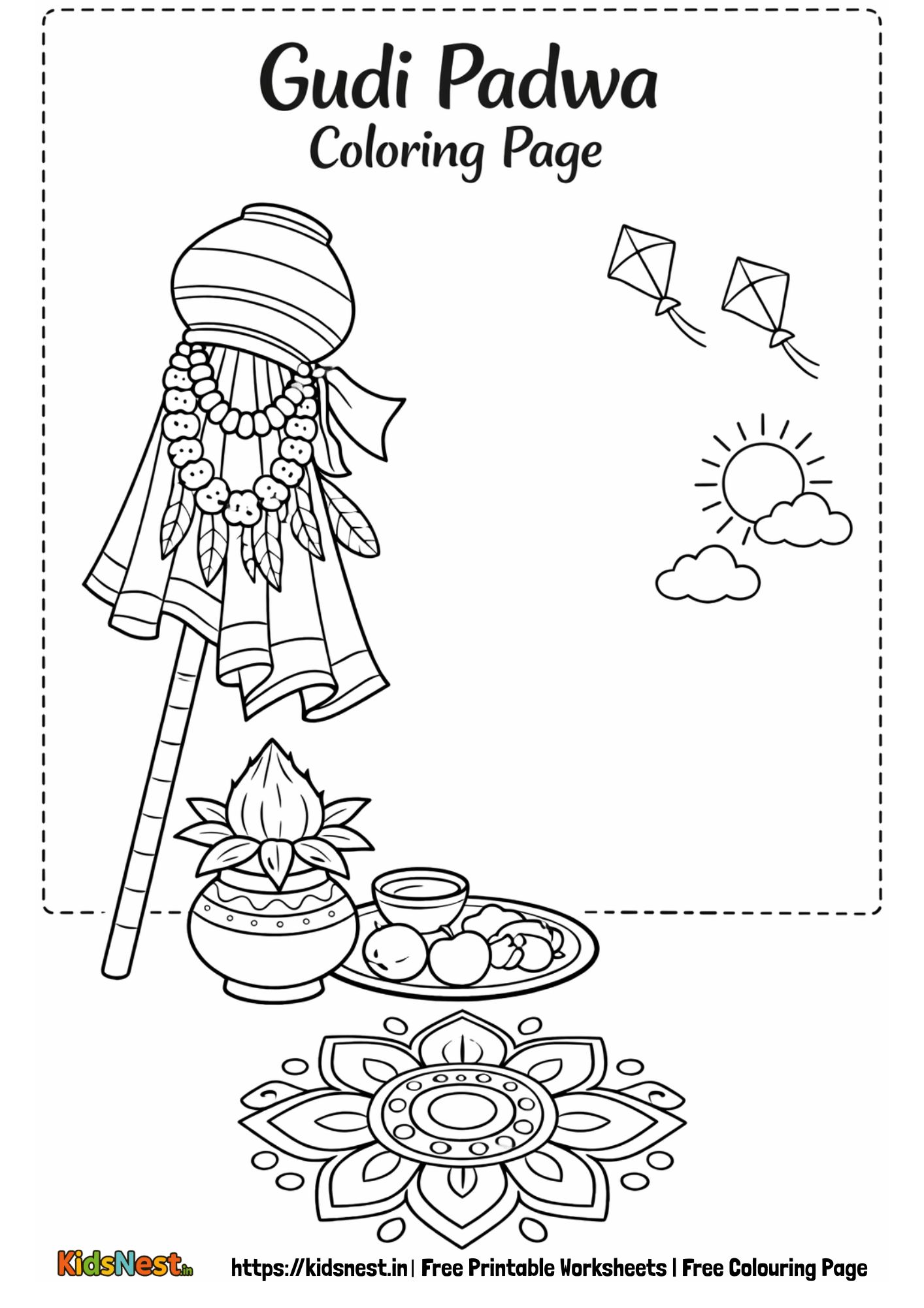 Gudi Padwa Colouring Page | Free Kids Printable Activity