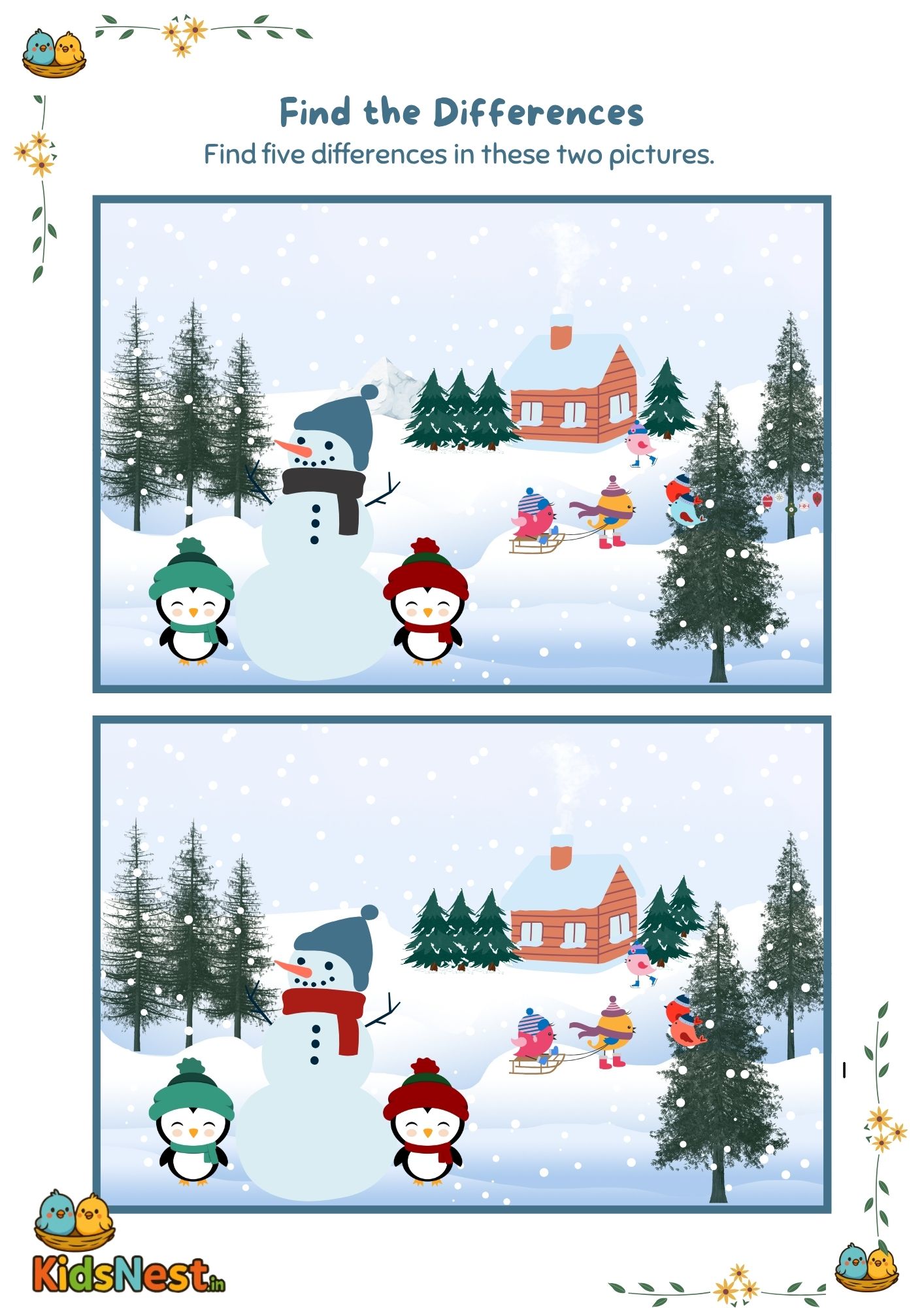 Spot the Difference Worksheet | Kids Printable Activity