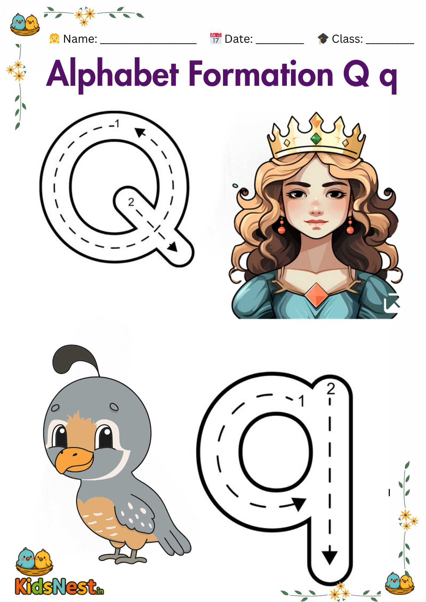 Letter Q Worksheet | Learn to Write Q | Free Printable for Kids cover