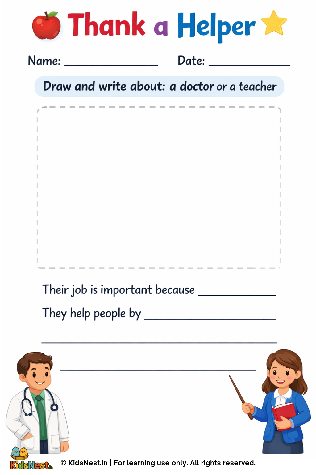 Thank a Helper: Kids Drawing & Writing Activity | Printable