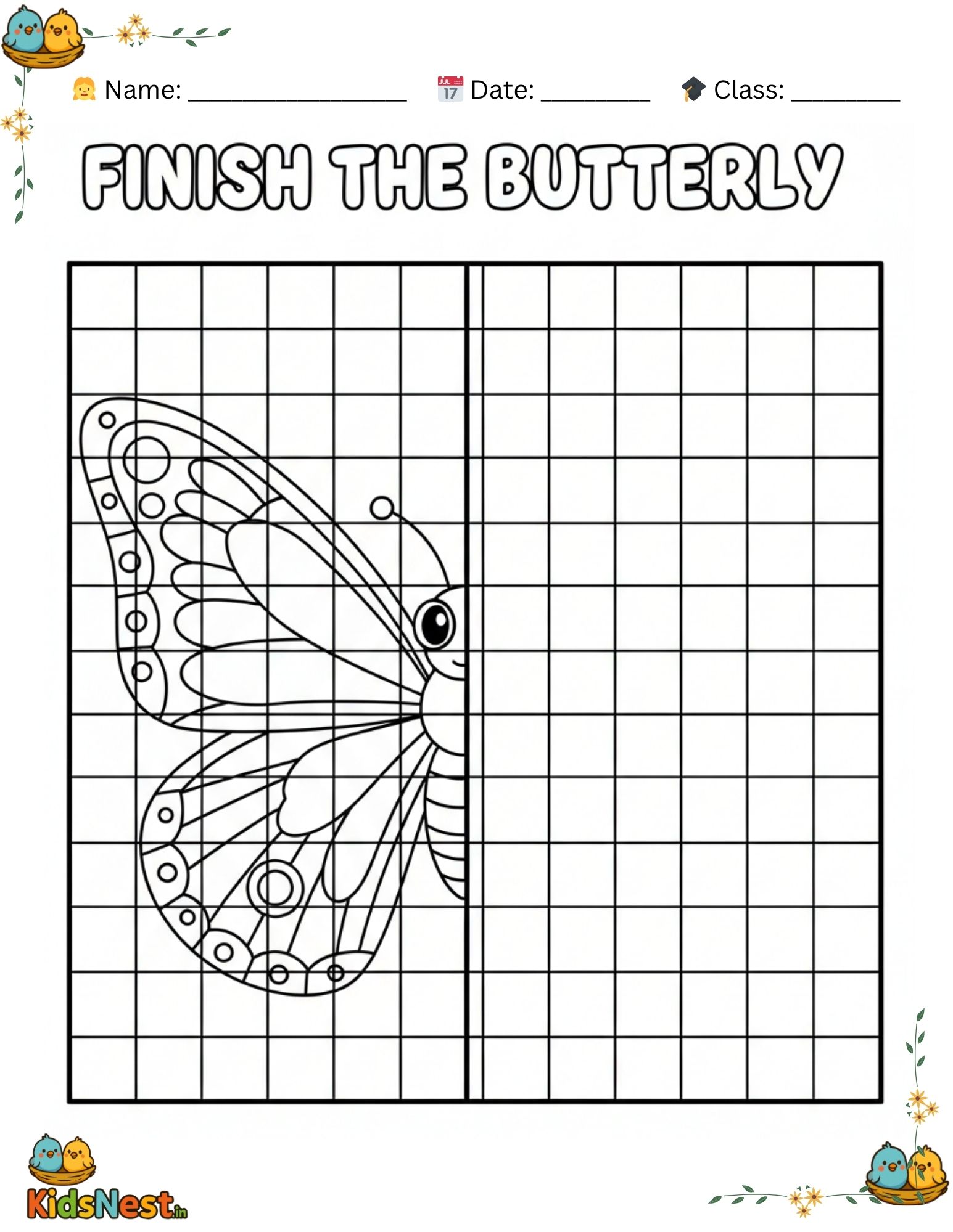 Finish the Butterfly Worksheet | Kids Printable Activity