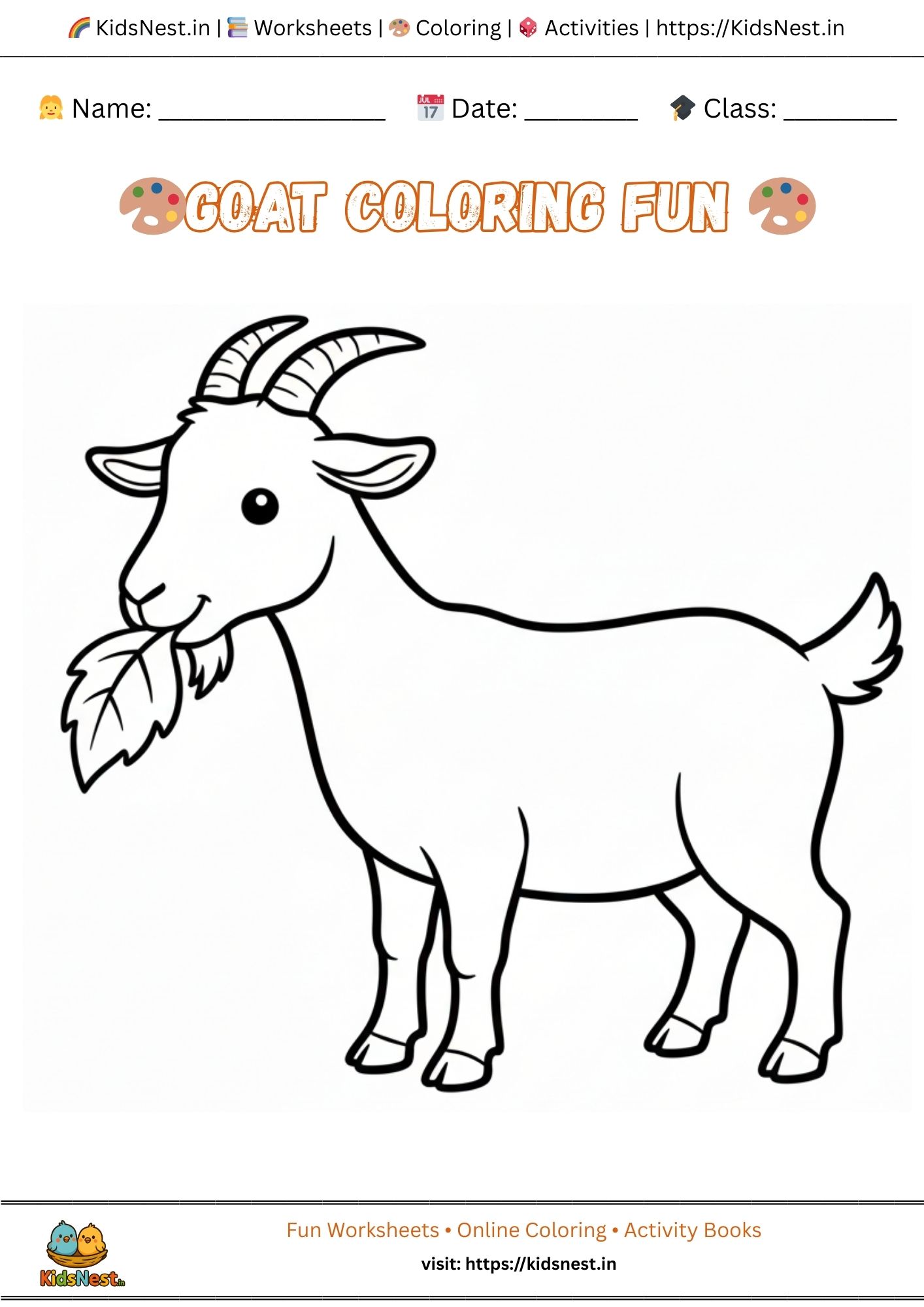 Goat Coloring Page | Free Printable Kids Activity