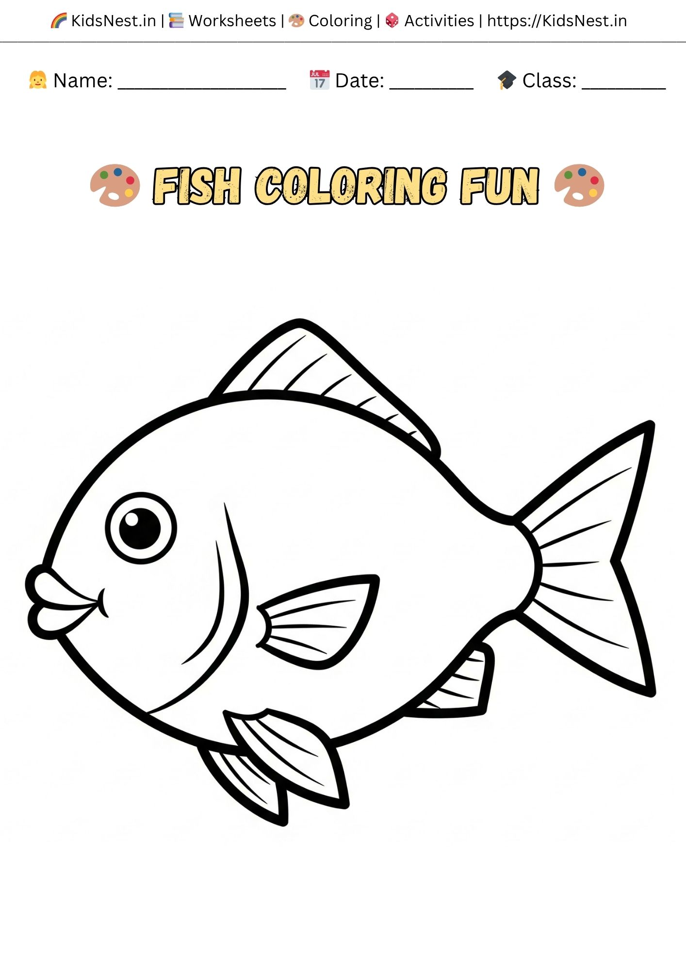 Fun Fish Coloring Page for Kids | Printable Activity