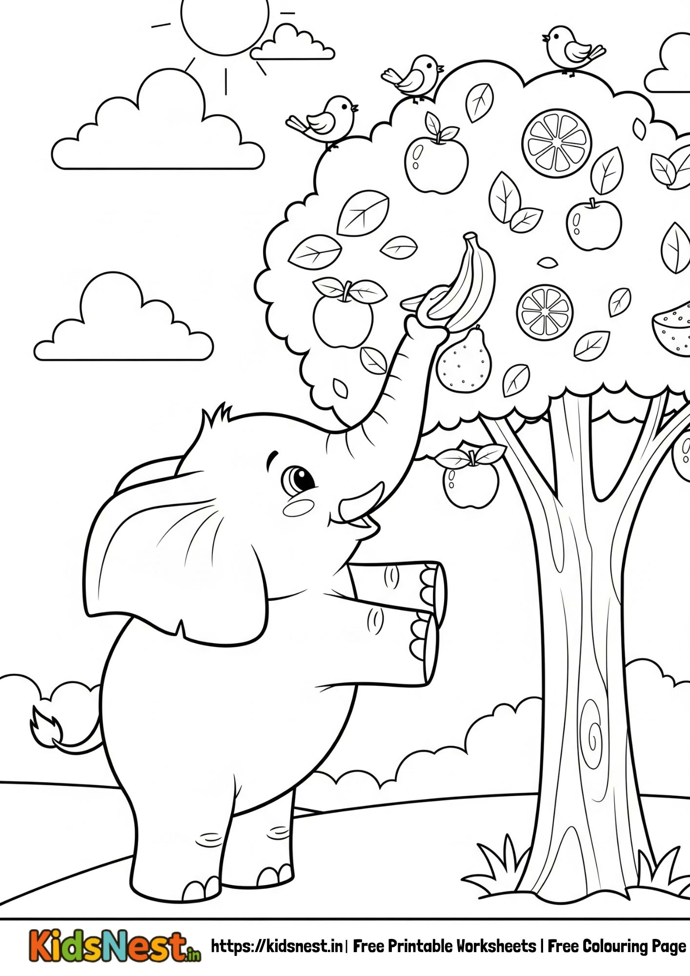 Free Printable Elephant Coloring Page for Kids & Toddlers