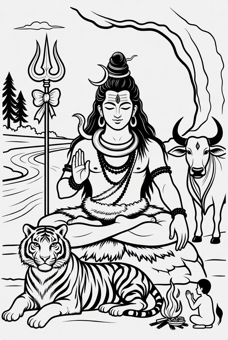 Maha Shivaratri Colouring Page - Kids Printable Activity