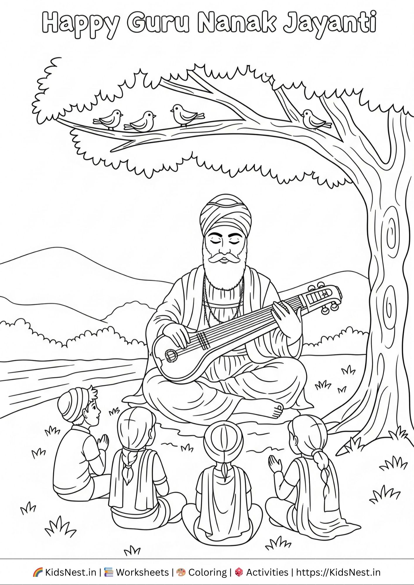Printable Guru Nayak Jayanti Colouring Page for Kids