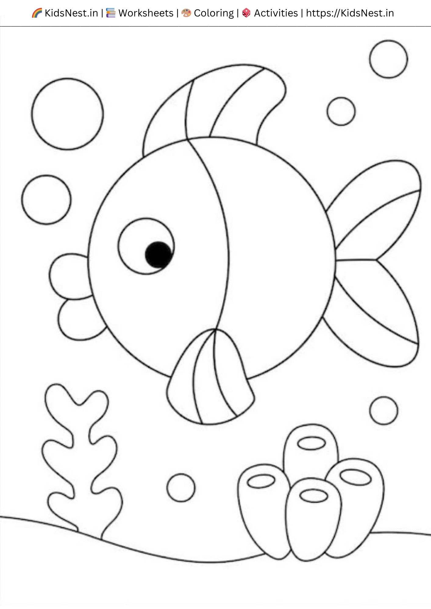 fish coloring page for kids