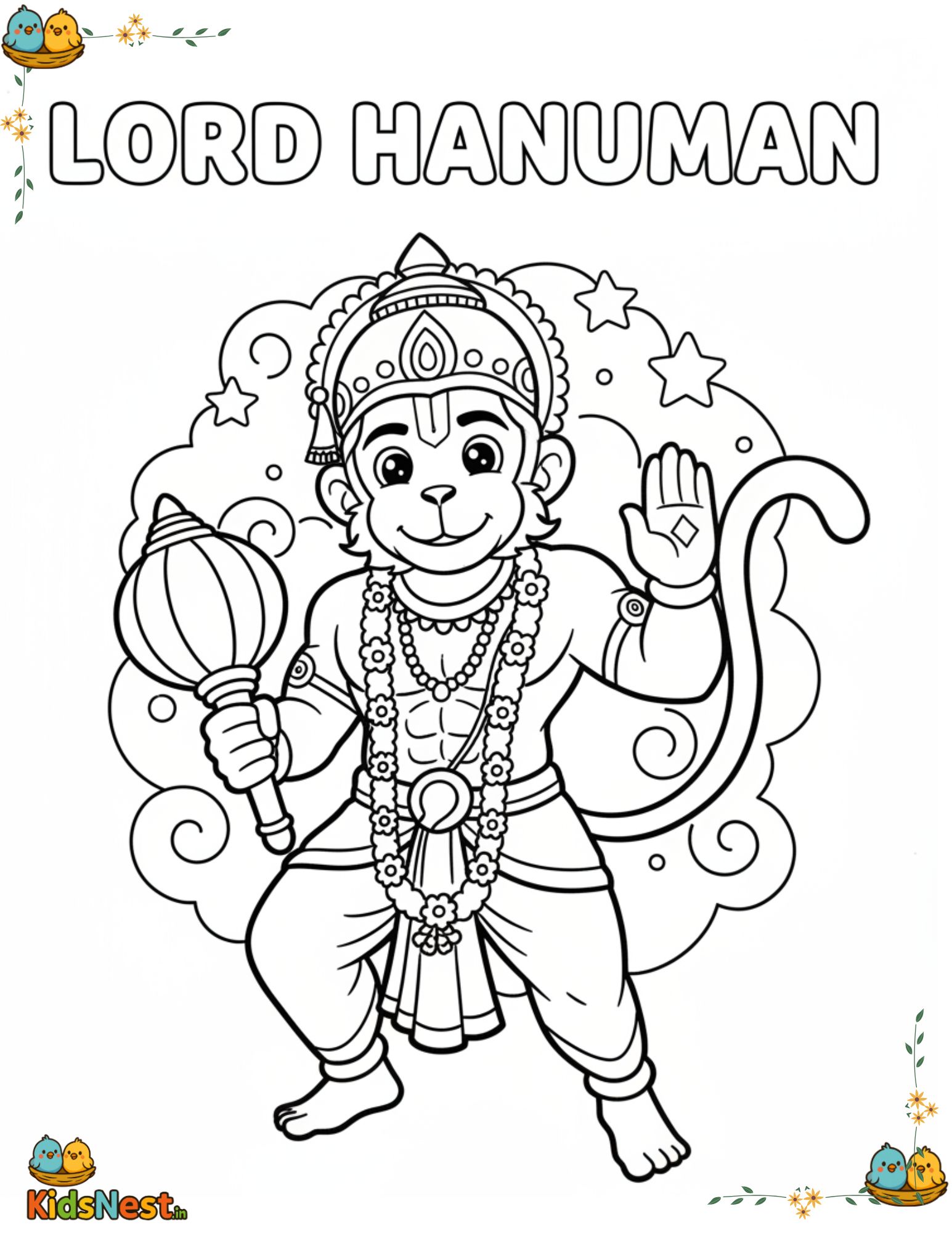 Free Lord Hanuman Coloring Page | Hanuman Jayanti Kids Activity