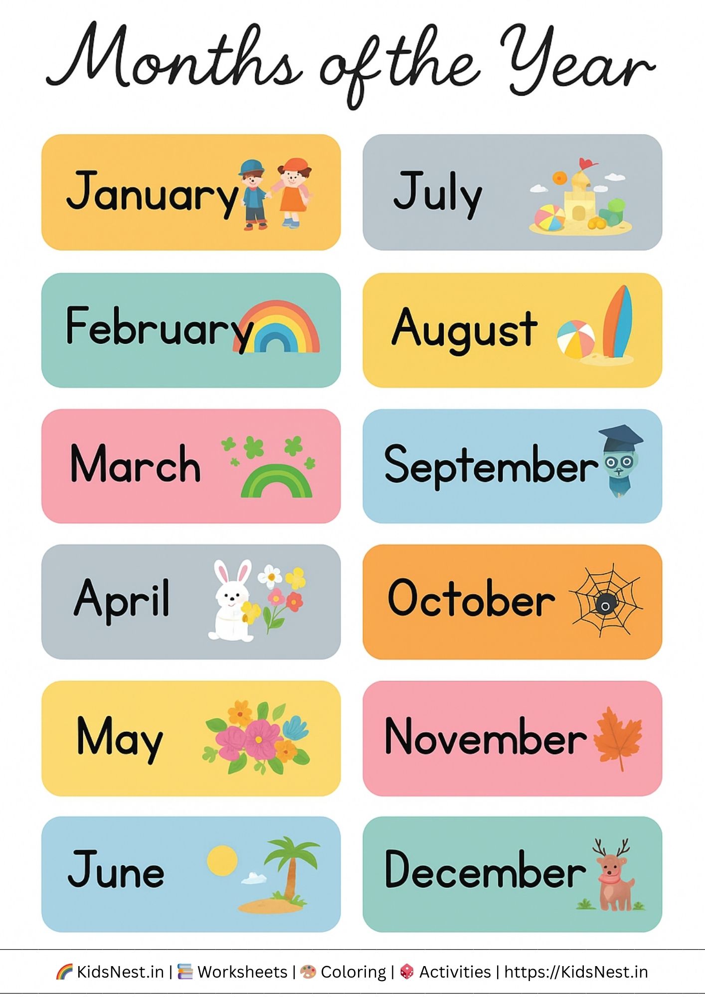 Months of the Year Worksheet | Printable Kids Learning Activity