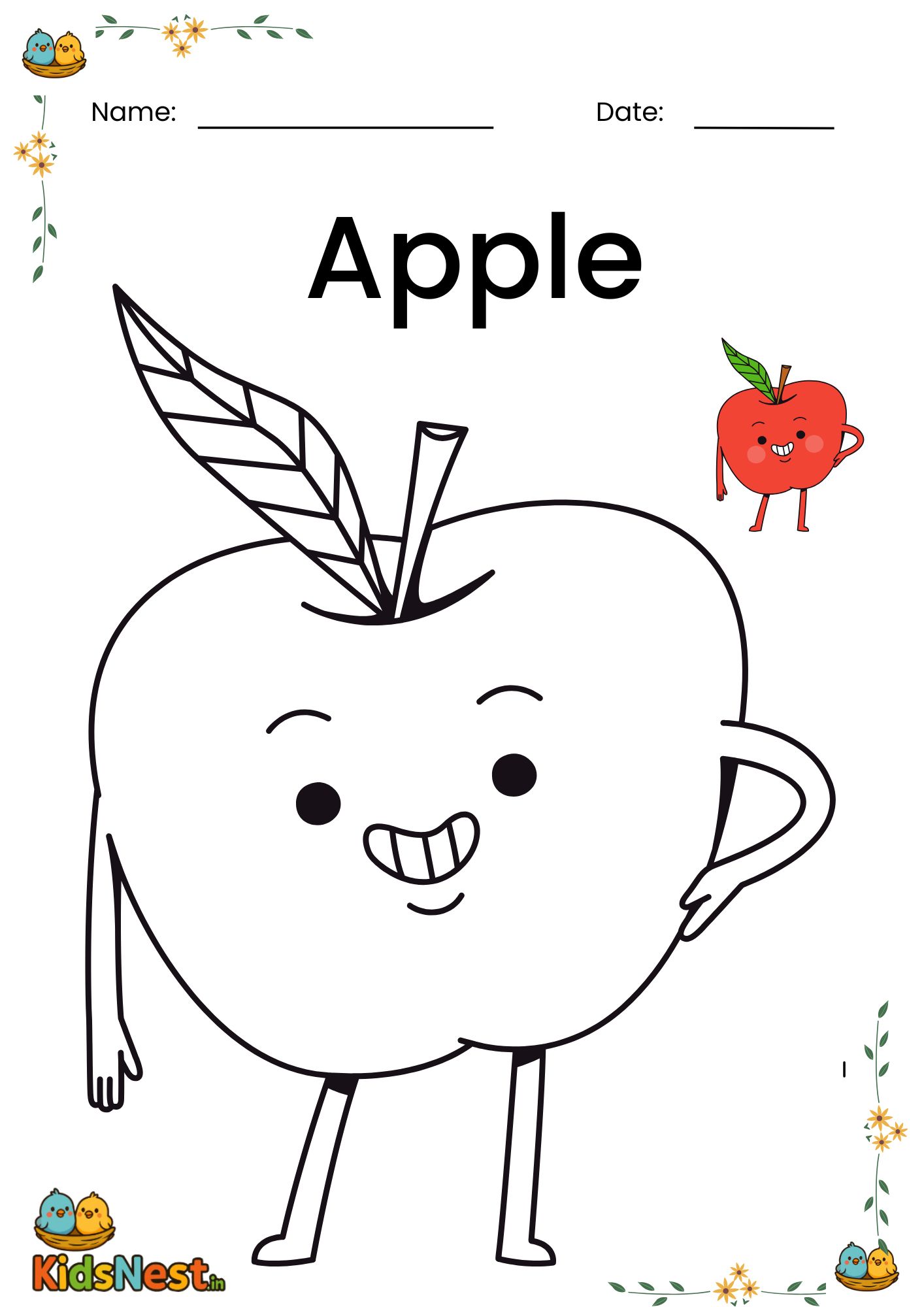 Printable Apple Coloring Page for Kids | Free Fun Activity cover