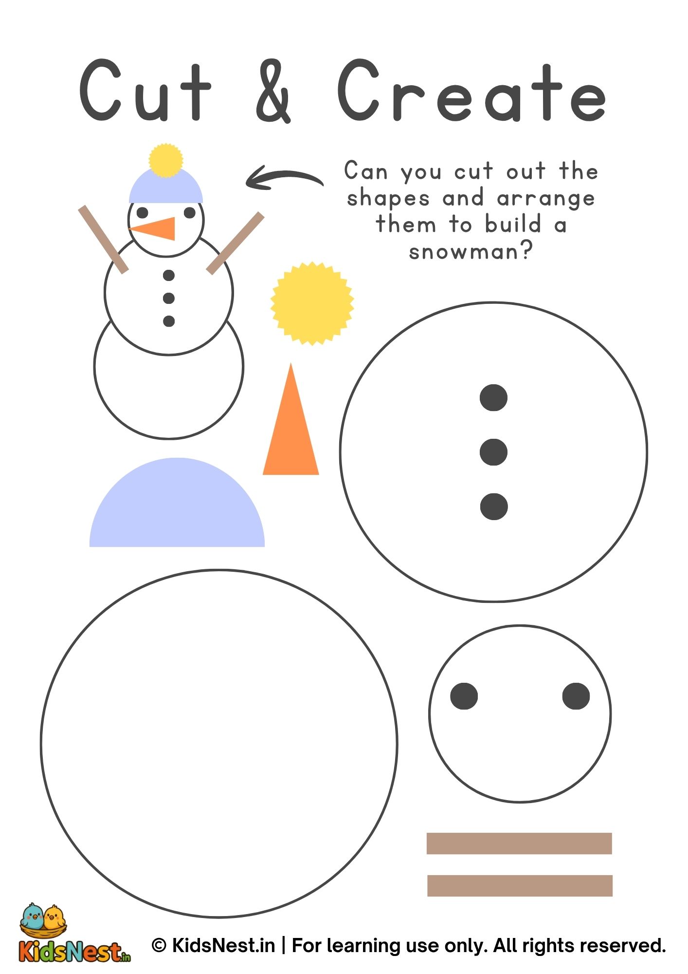 Printable Snowman Shape Activity | Cut & Paste Craft for Kids