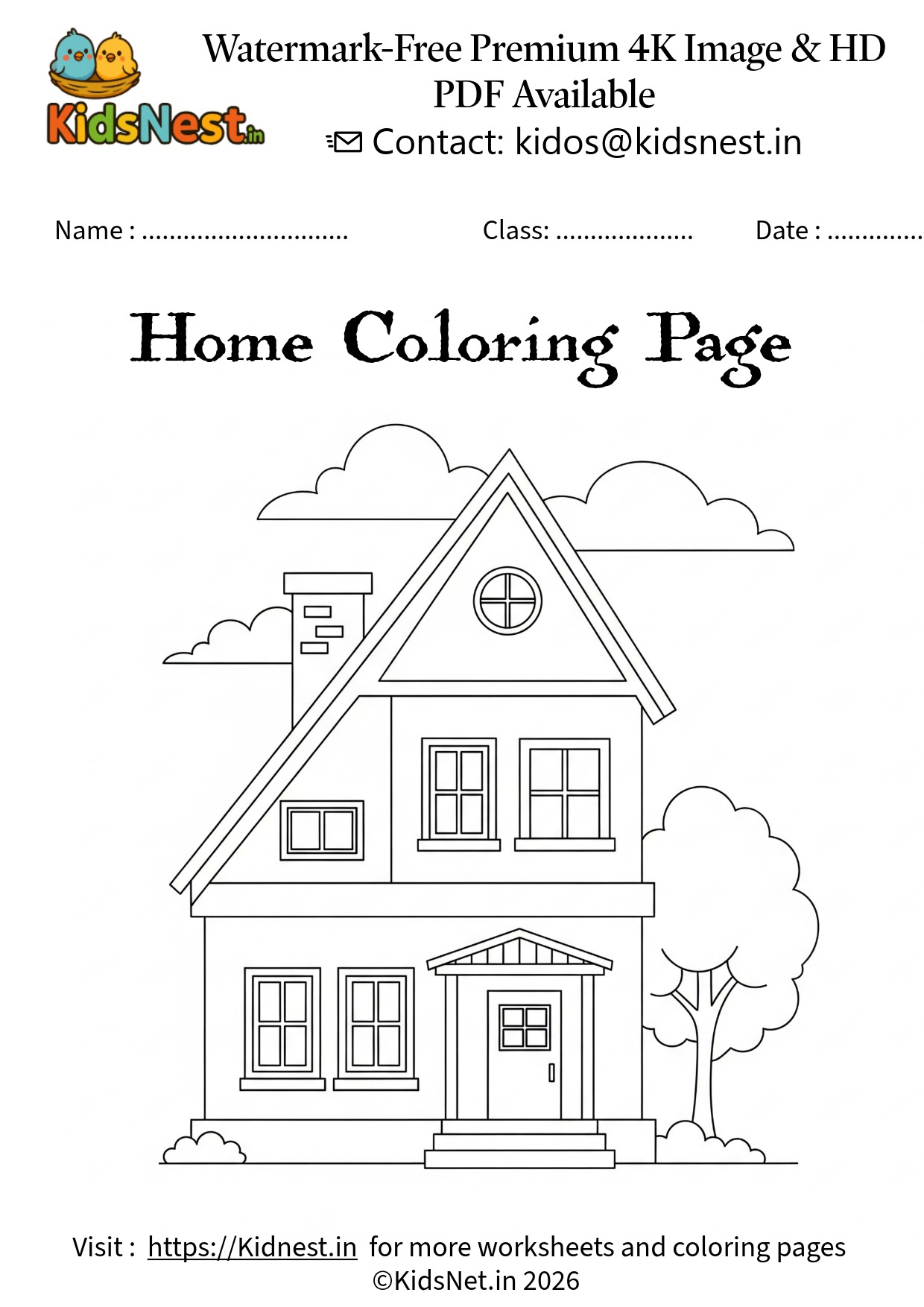 Sweet Home Coloring Page - Free Printable for Kids
