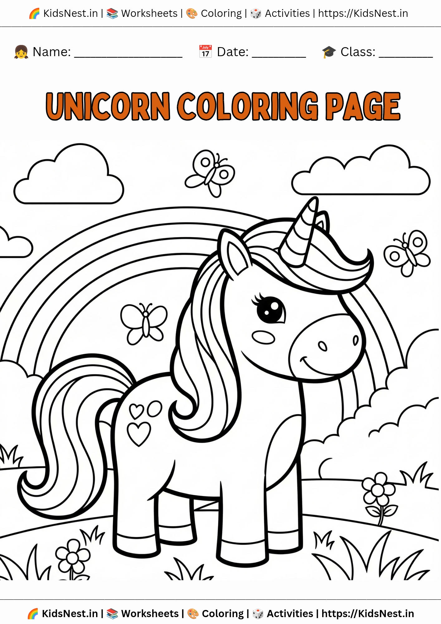 Free Unicorn Coloring Page Printable for Kids | Fun Activity