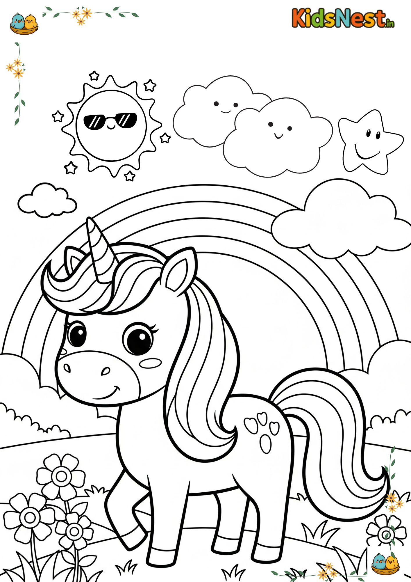 Printable Unicorn Coloring Page for Kids | Free Fun! cover