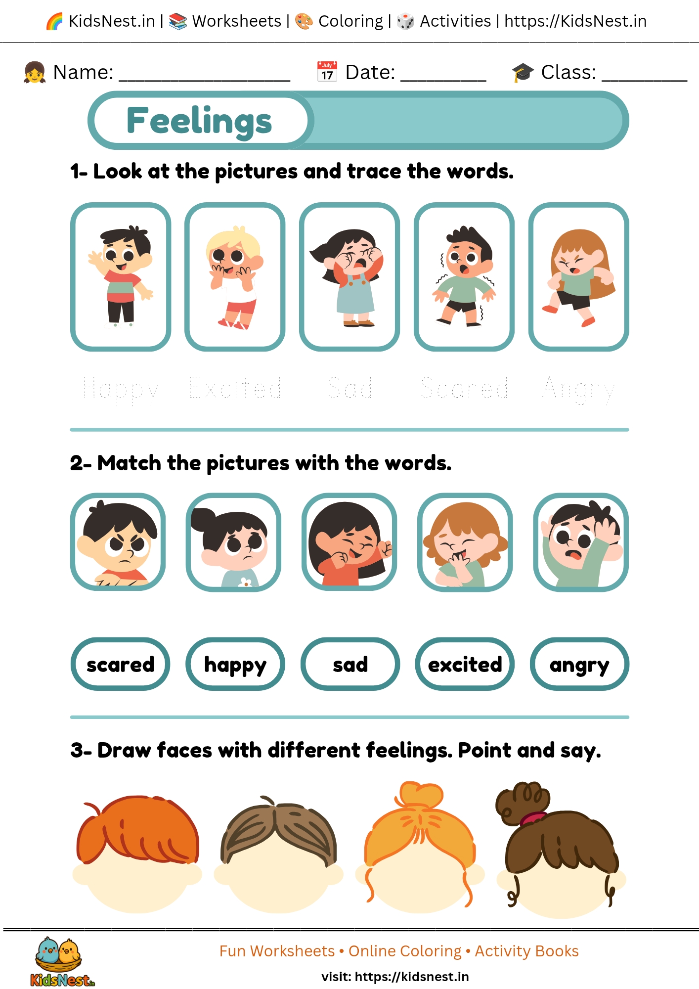 Feeling Worksheet for Kids | Printable Emotional Activity