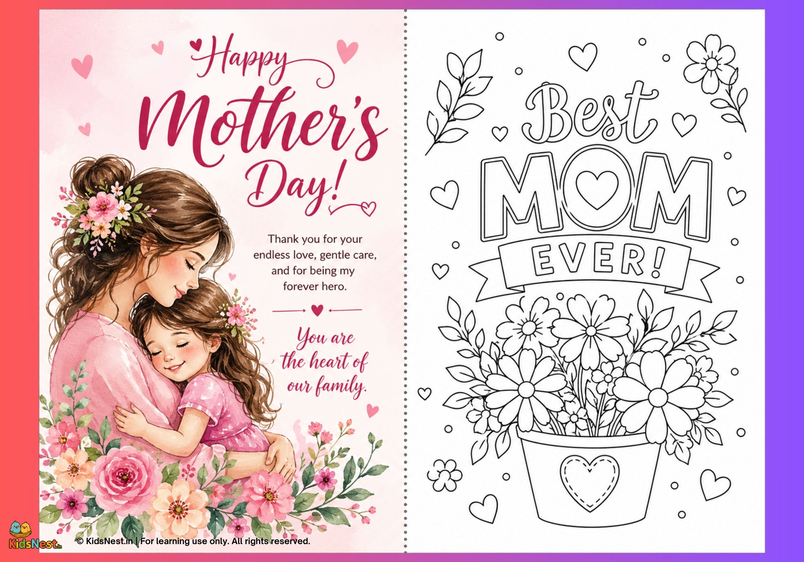 Printable Mother's Day Card Craft & Activity for Kids
