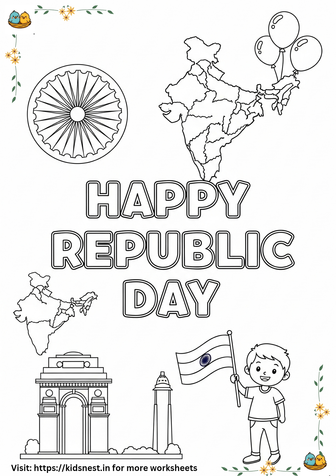 Republic Day Colouring Page for Kids | Free Printable Activity