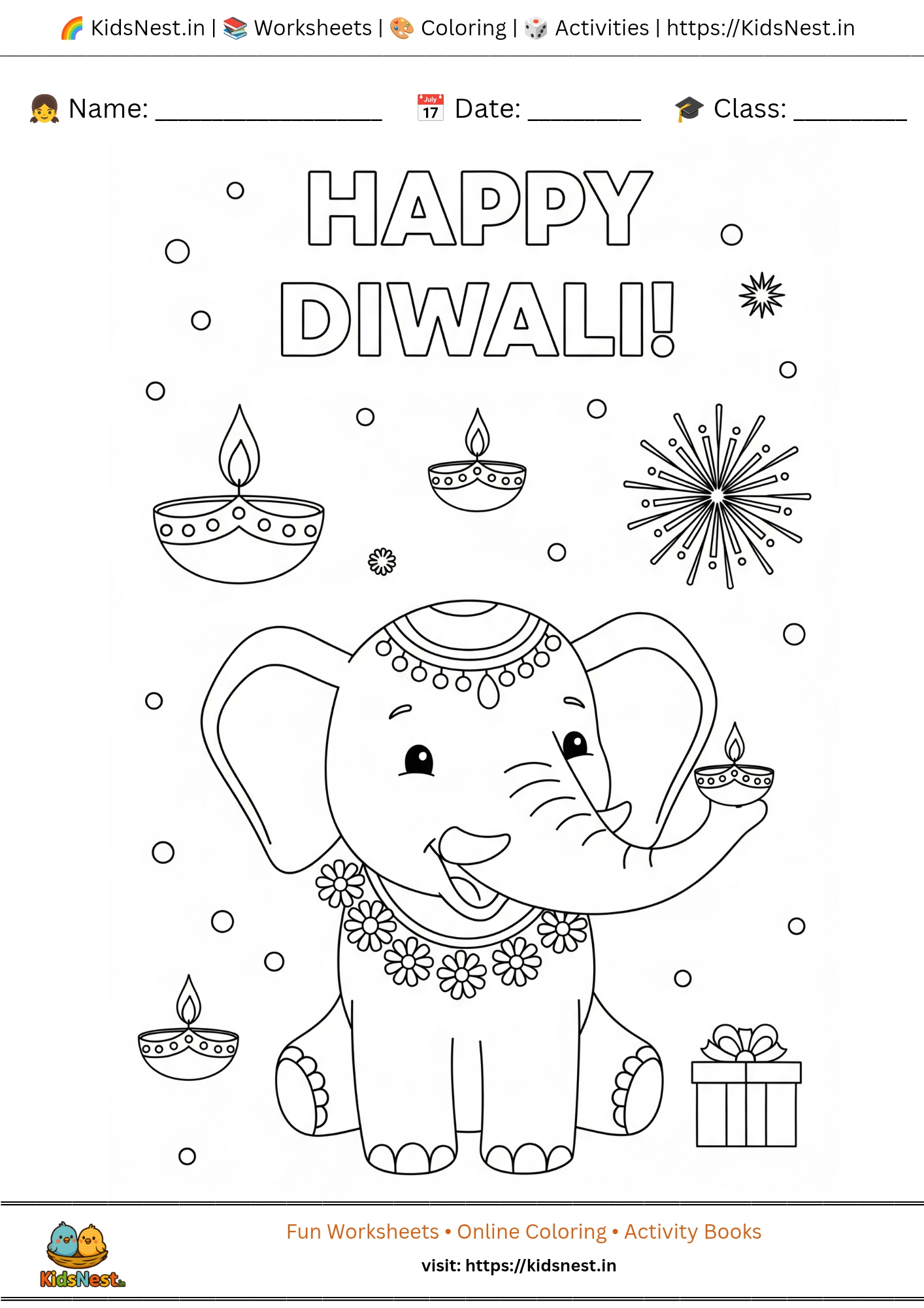 Printable Deepavali Worksheets | Kids Diwali Activities