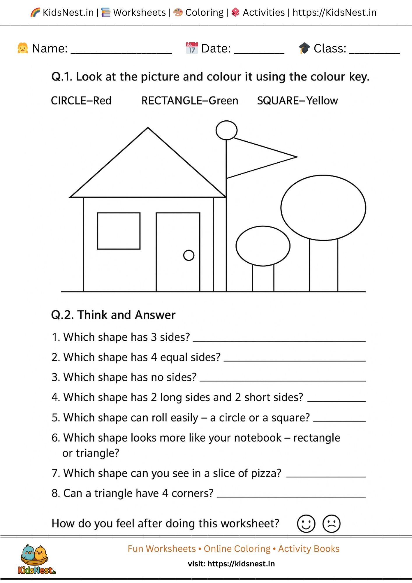 Fun Shapes Coloring & Learning Worksheet | Printable for Kids