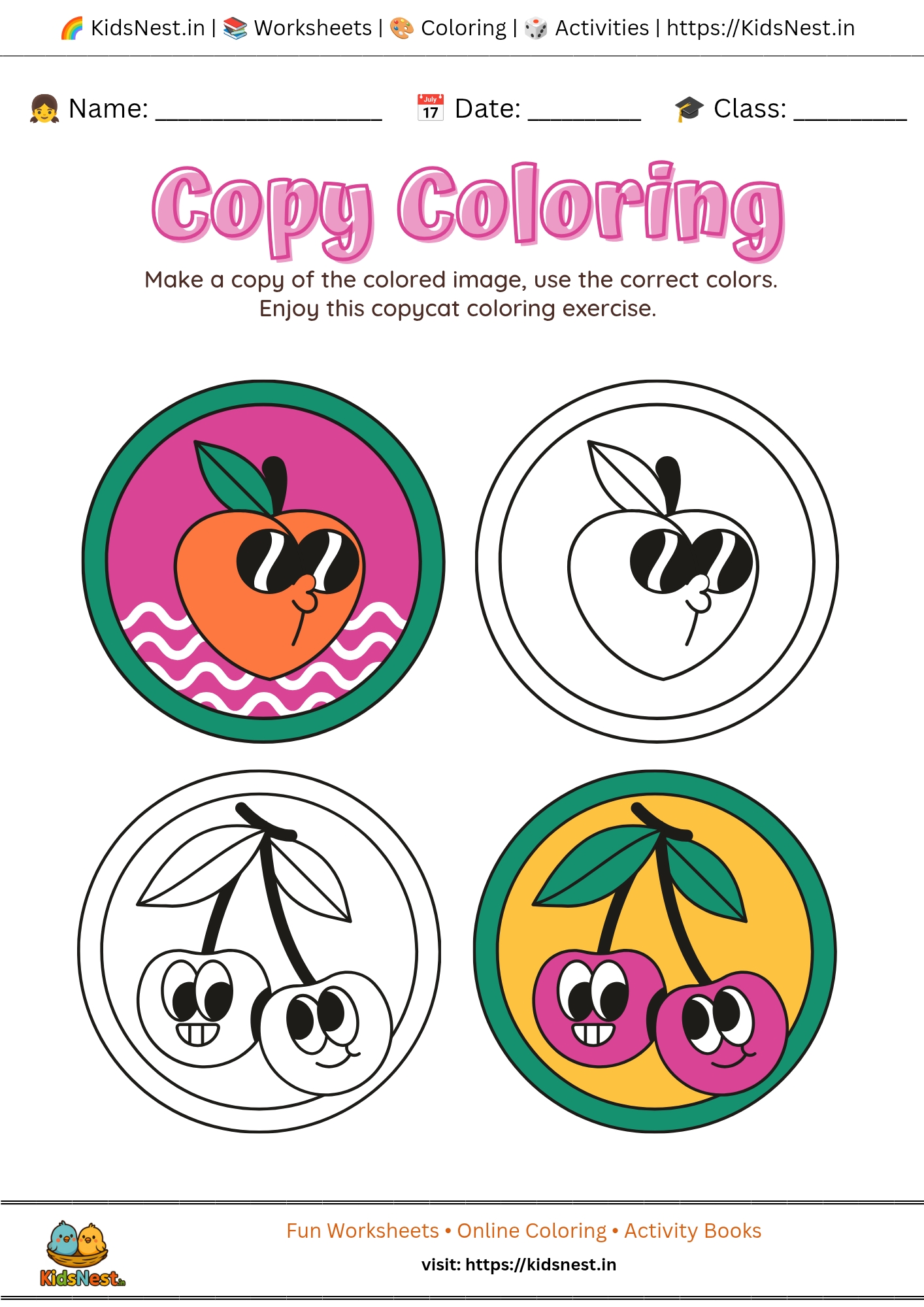 Printable Copy Coloring Pages for Kids | Free Worksheets