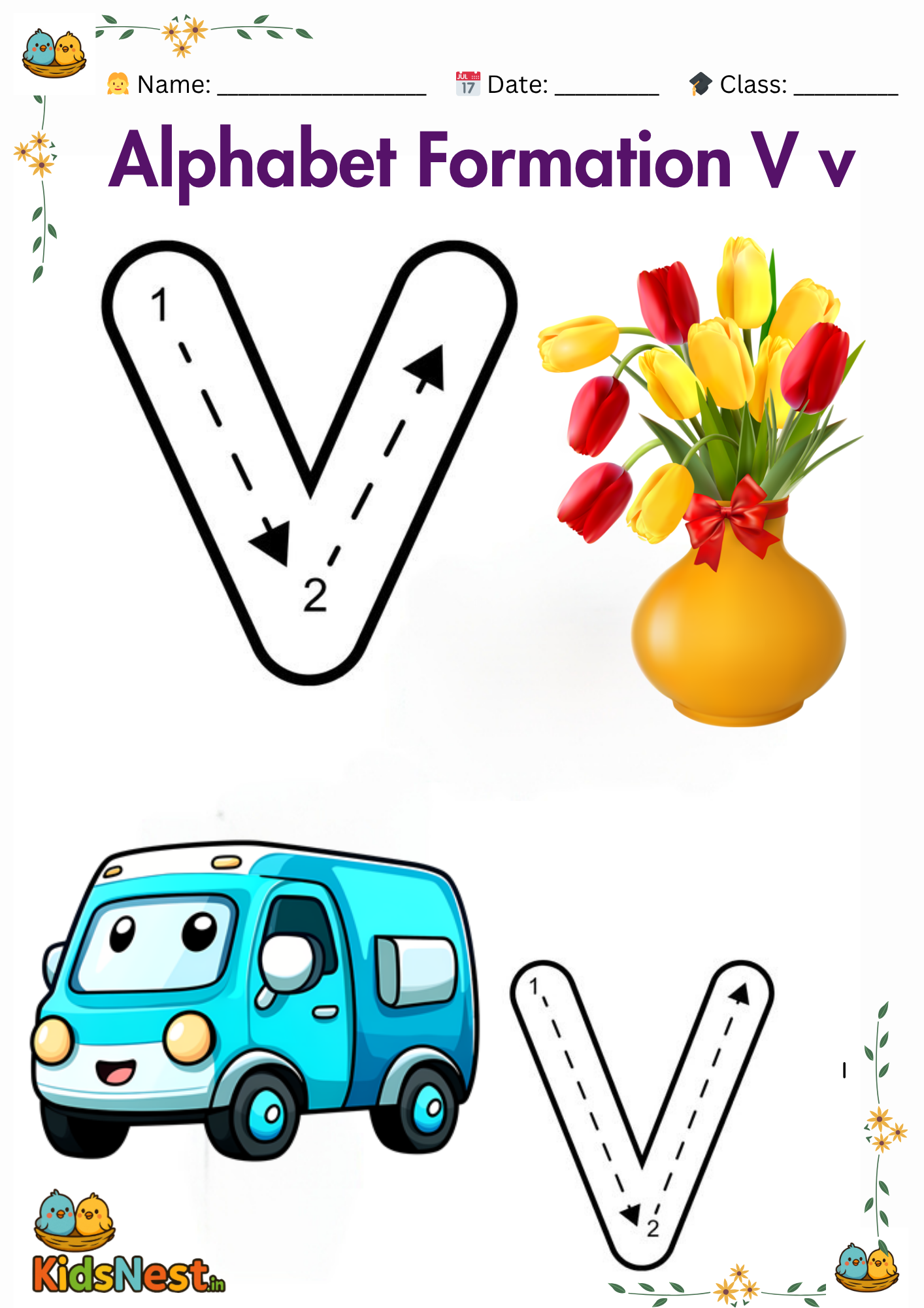 Printable Letter V Worksheet | Kids Alphabet Formation cover
