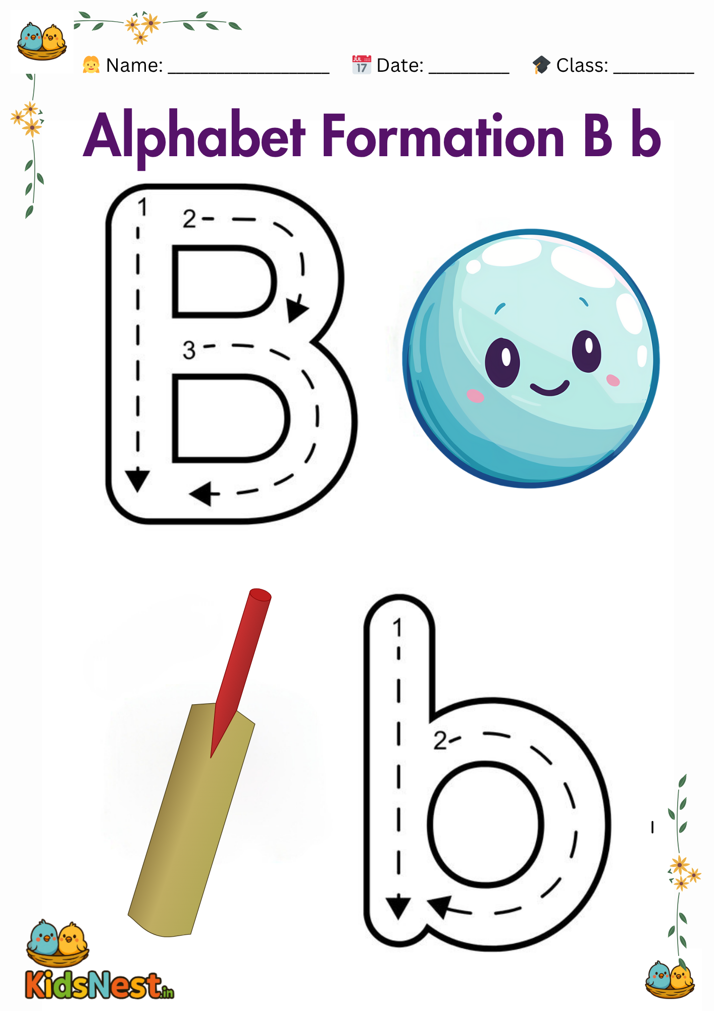 Preschool Letter B Worksheet: Formation & Tracing Printable cover