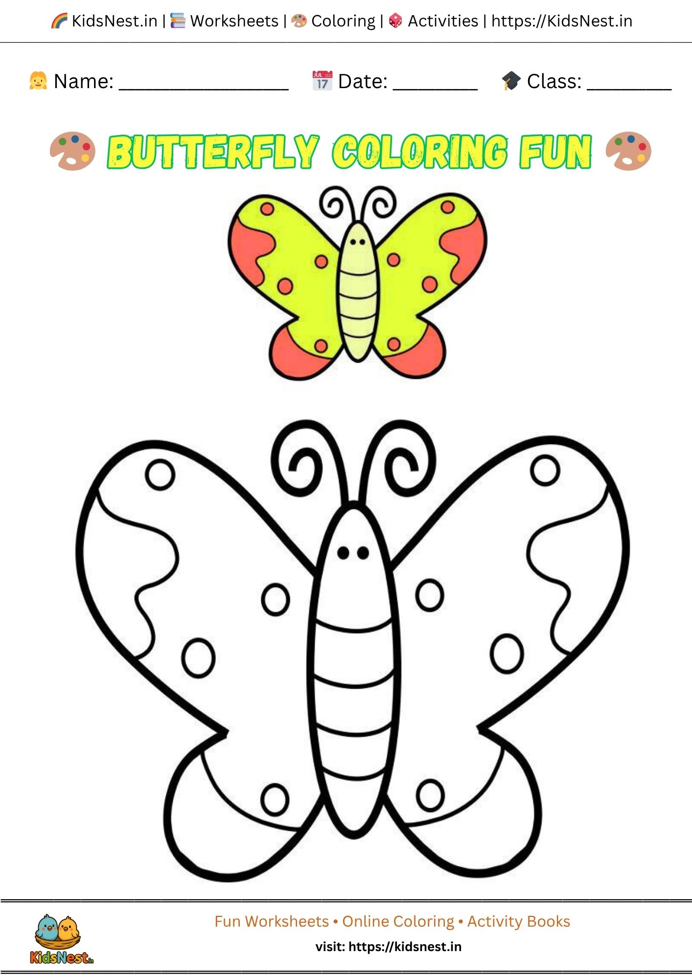 Free Printable Butterfly Coloring Page for Kids