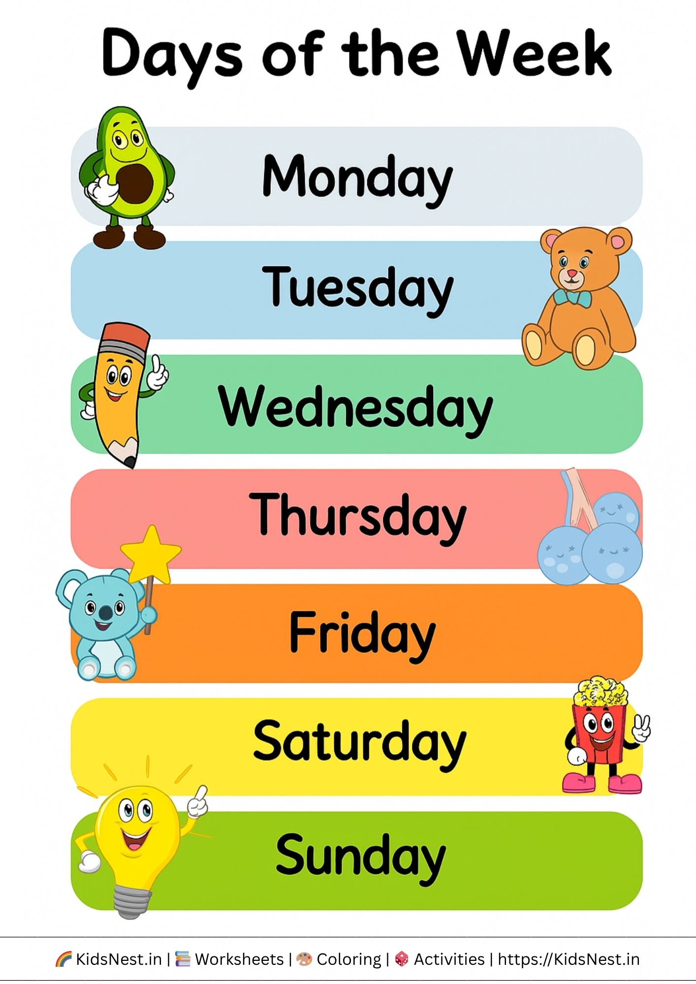 Days of the Week Chart for Kids | Printable Activity