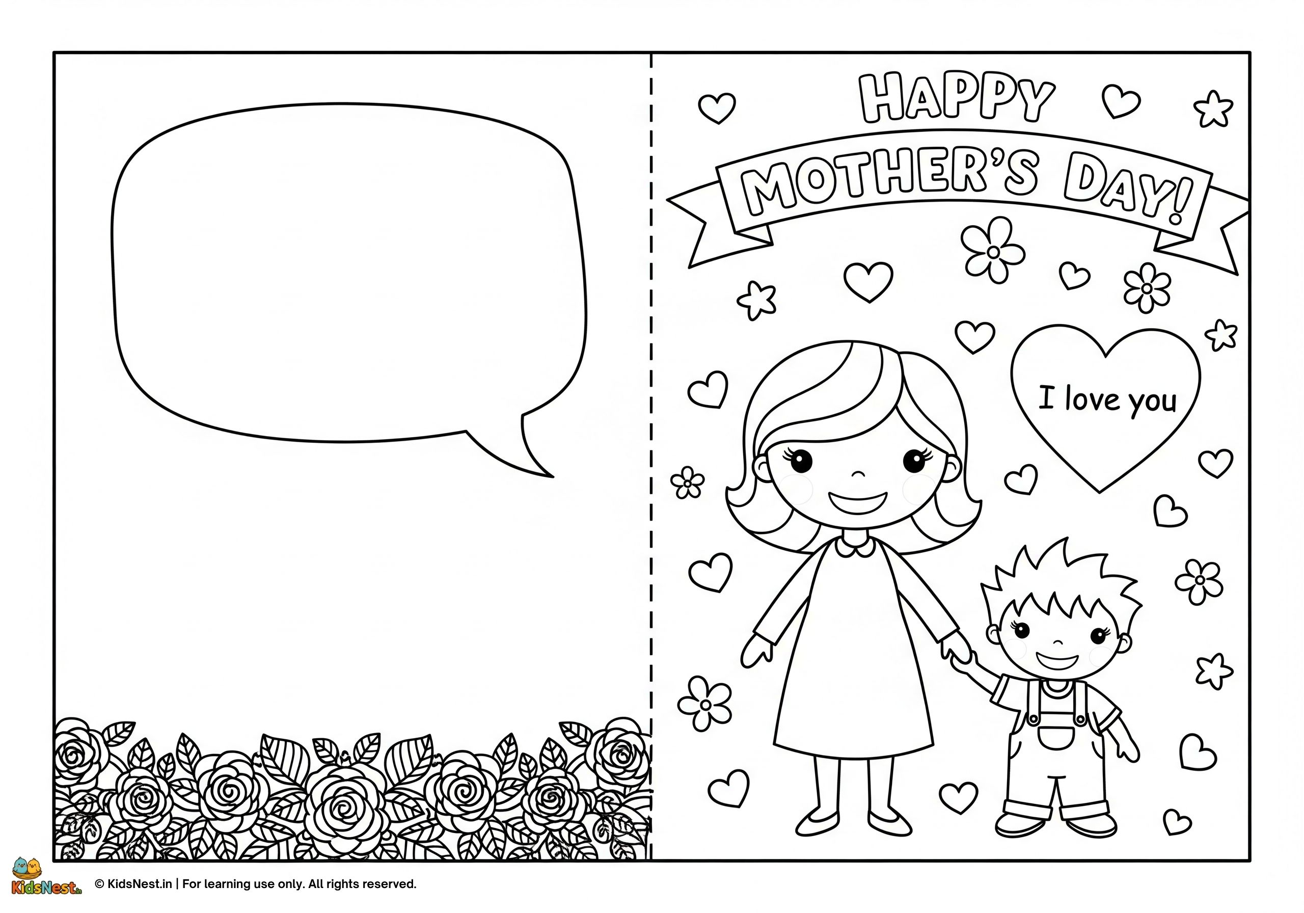 Mother's Day Card Coloring for Boys | Free Printable Activity