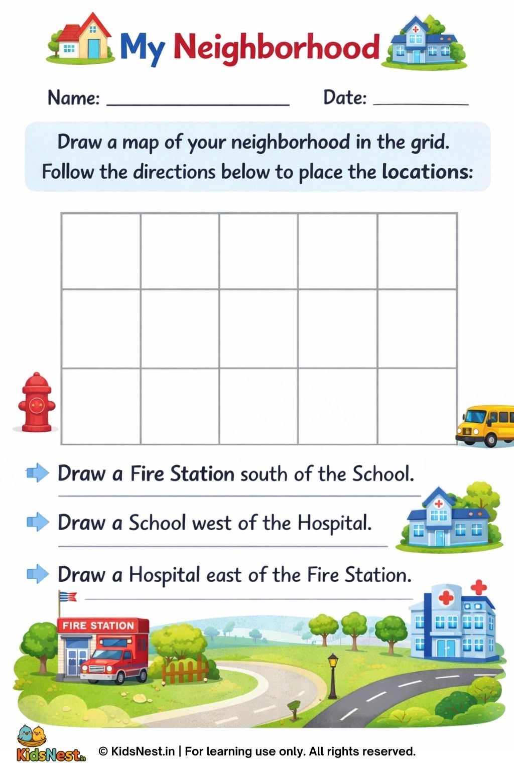 Neighborhood Map Drawing Activity for Kids | Printable