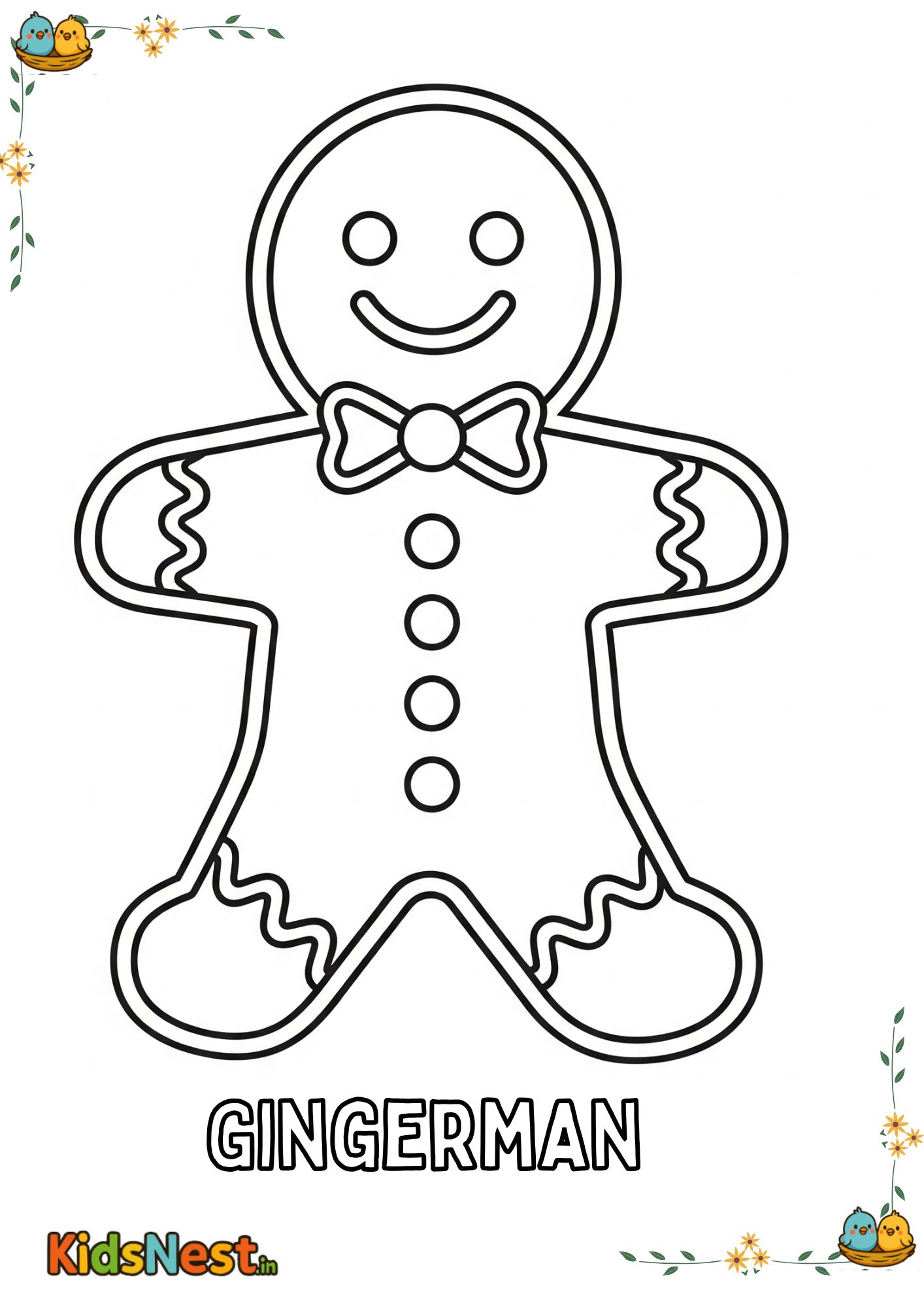 Gingerbread Man Colouring Page for Kids | Free Printable