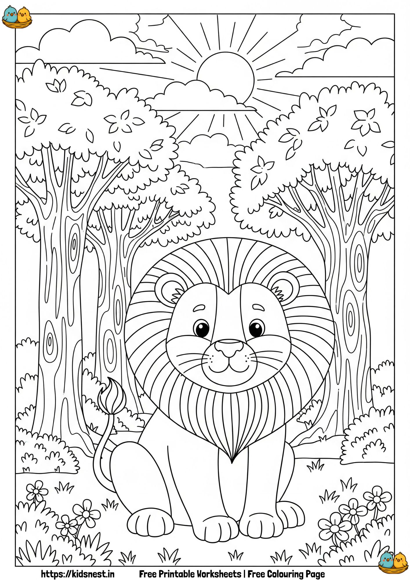 Lion Colouring Page for Kids | Free Printable Activity