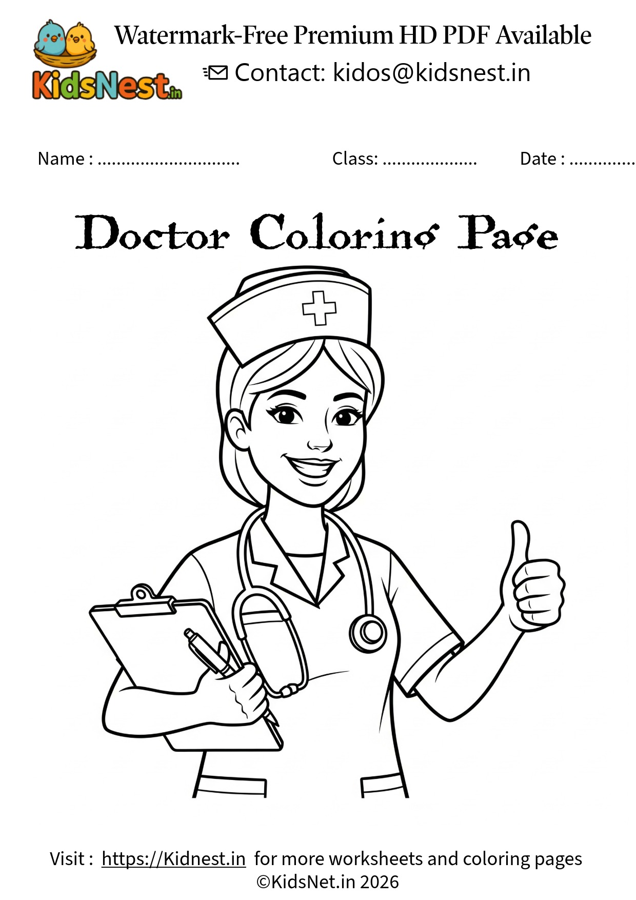 Doctor Coloring Pages for Kids | Free Printable Activity