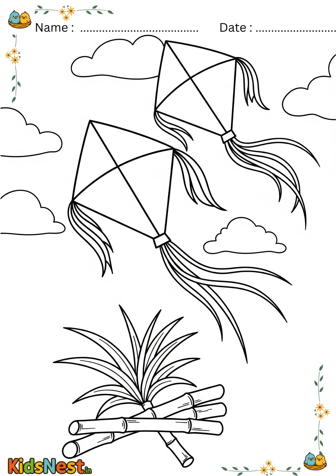 Makar Sankranti Colouring Page for Kids | Free Printable