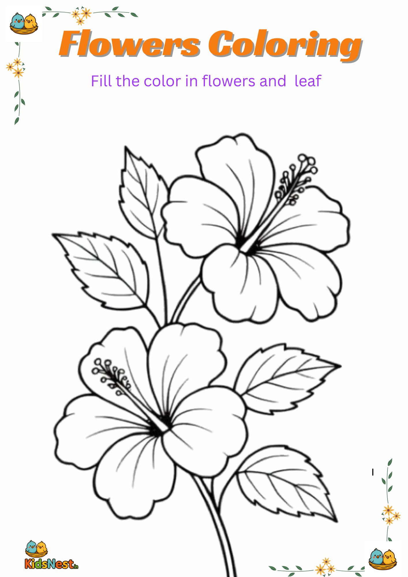 Free Flower Coloring Page for Kids - Printable Fun!