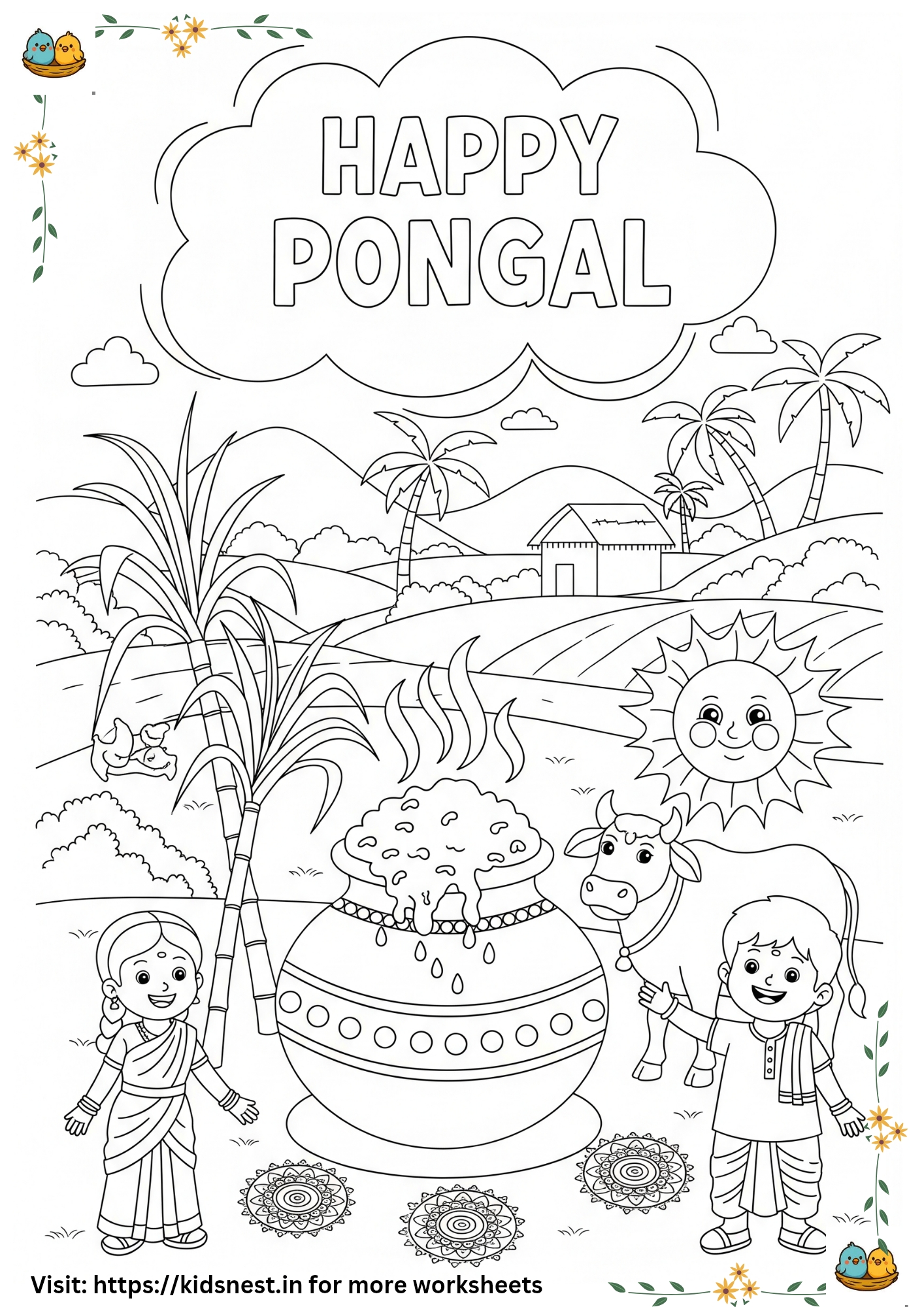 Pongal Coloring Page for Kids | Free Printable Activity
