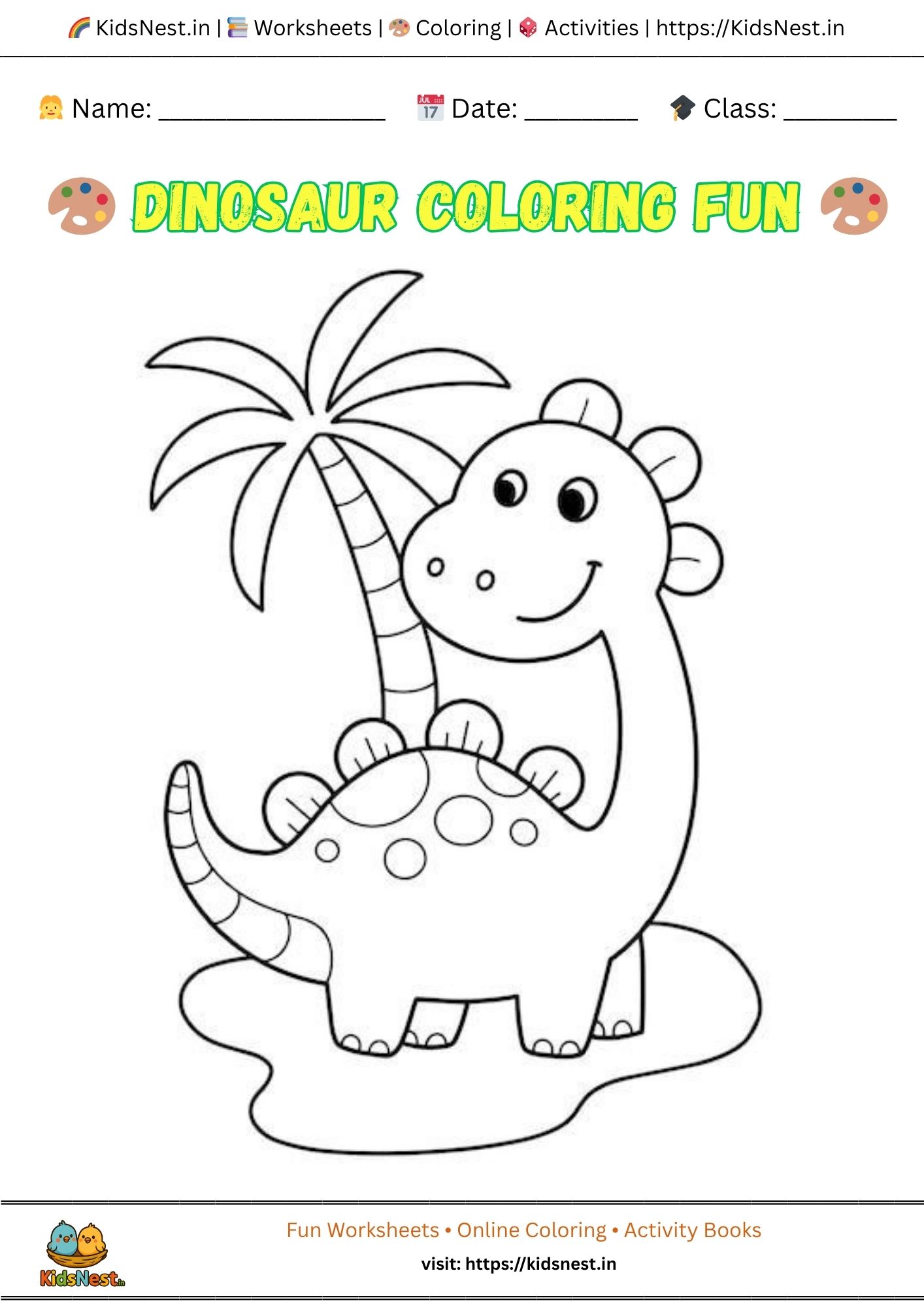 Printable Dinosaur Coloring Pages for Kids & Toddlers