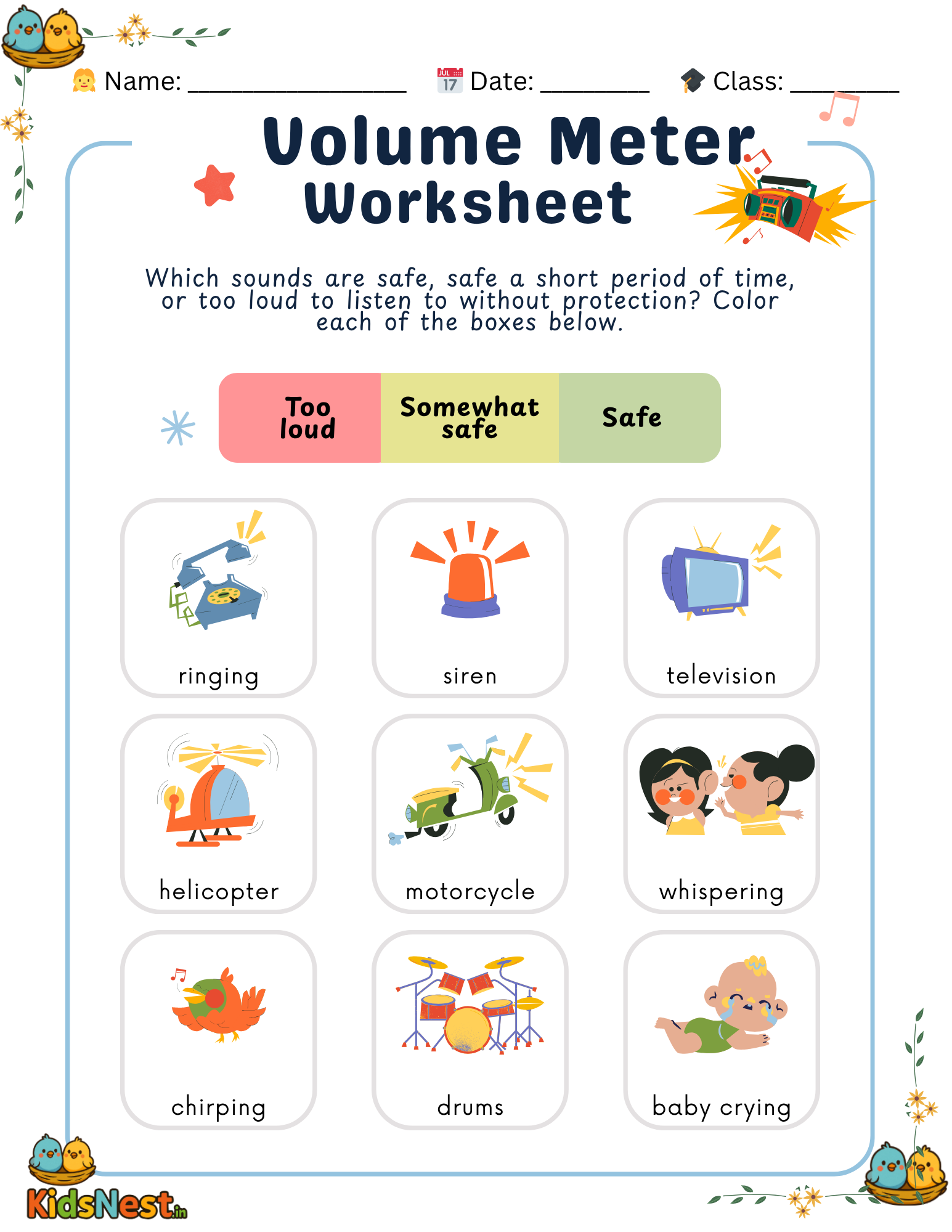Printable Volume Meter Worksheet for Kids & Teachers