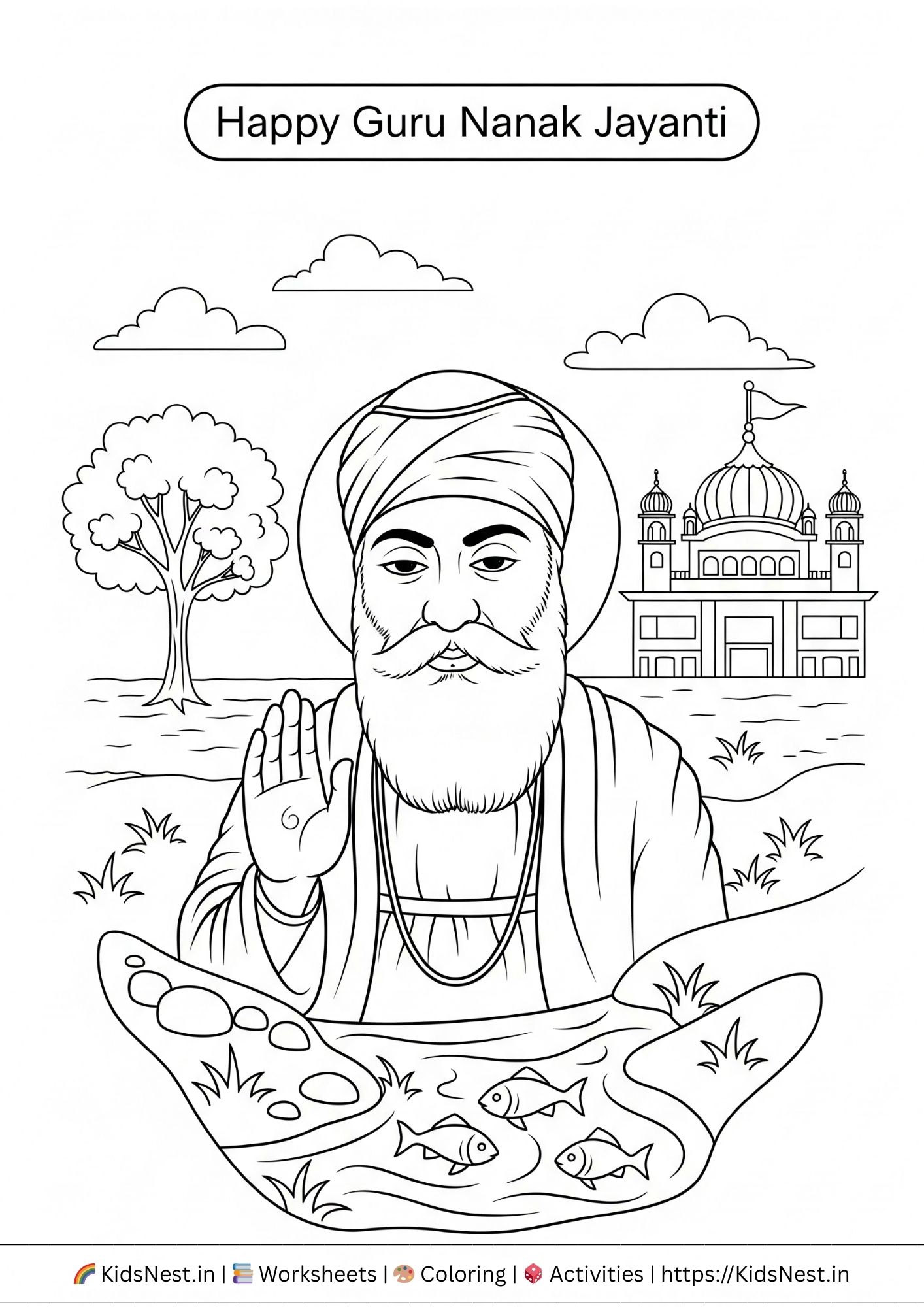 Guru Nayak Jayanti Colouring Page | Free Printable for Kids