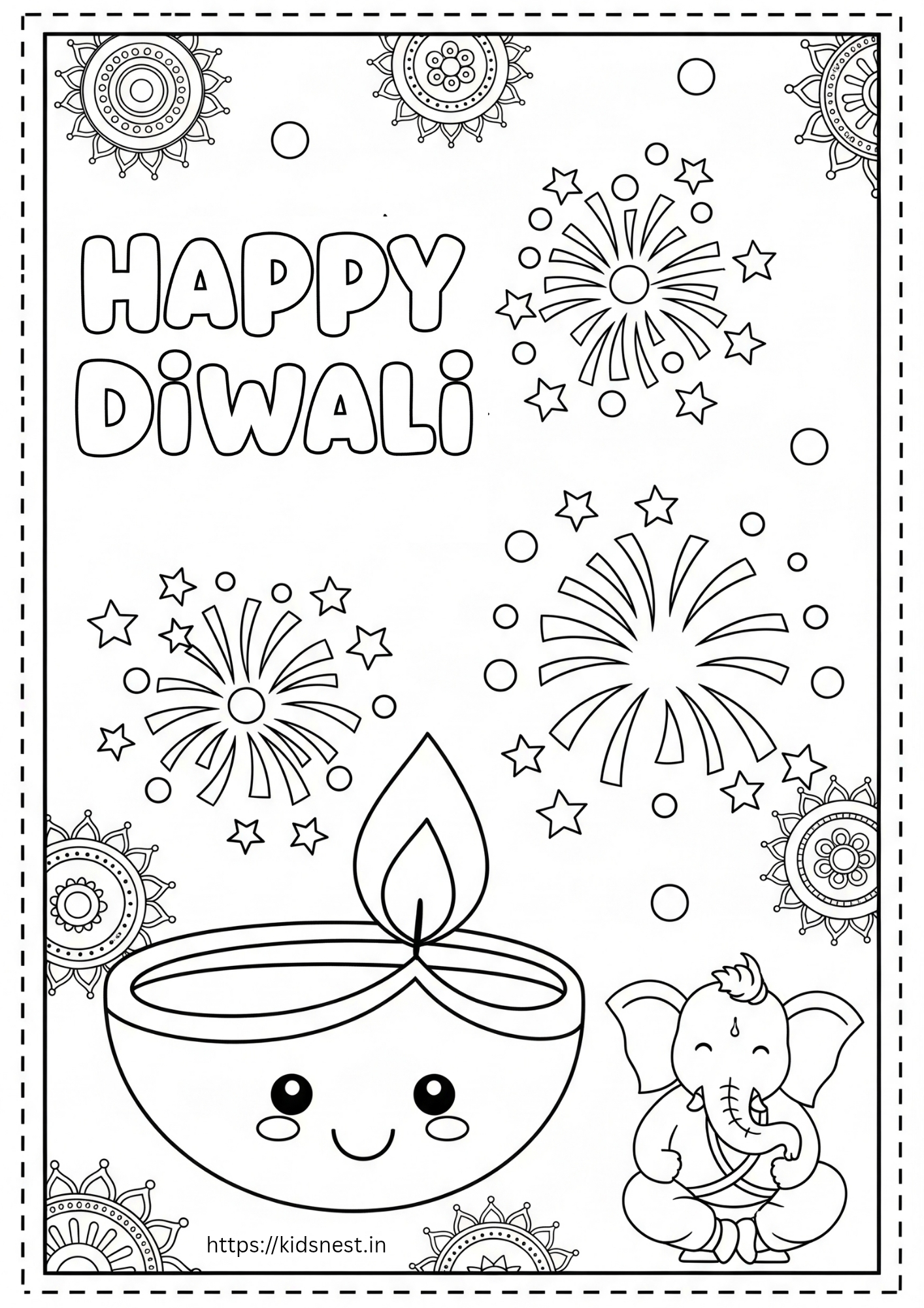 Diwali Coloring Page for Kids - Free Printable Activity