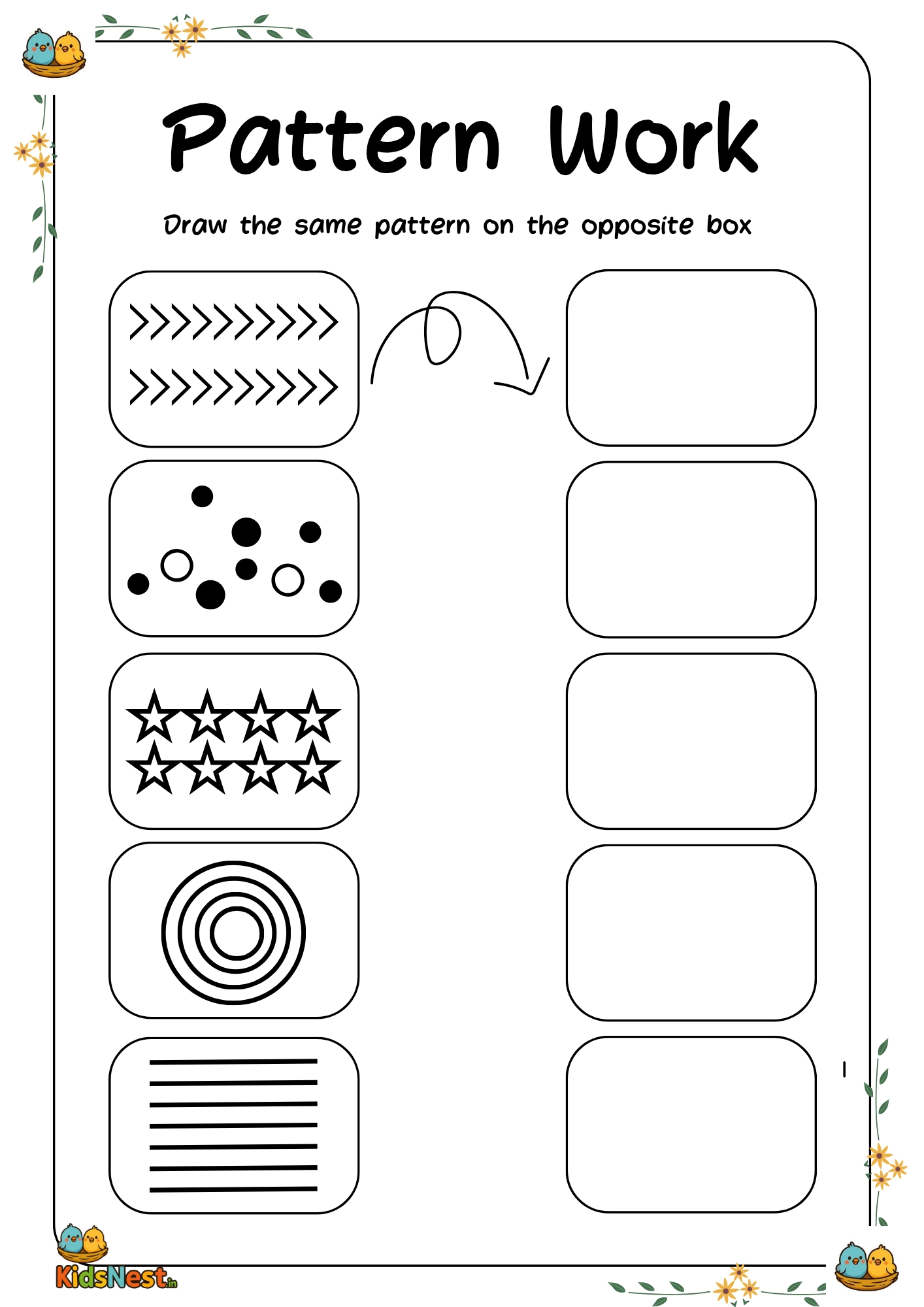 Kids Pattern Drawing Worksheet | Free Printable Activity