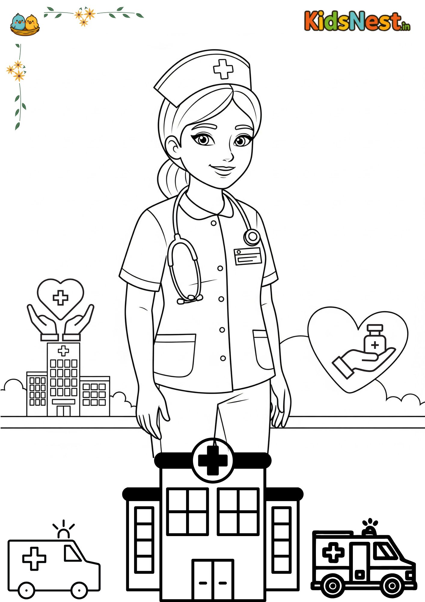 Hospital & Doctor Coloring Pages for Kids - Free Printables cover