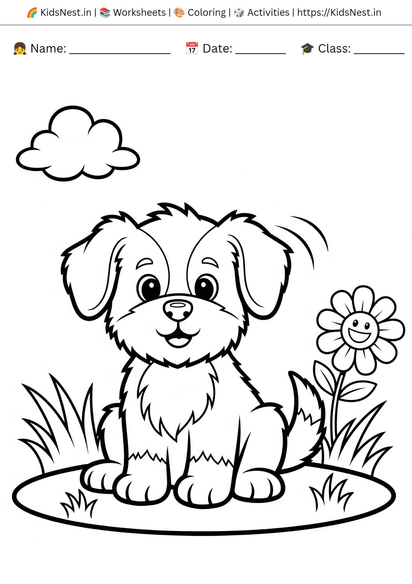 Free Dog Coloring Page for Kids | Printable Activity