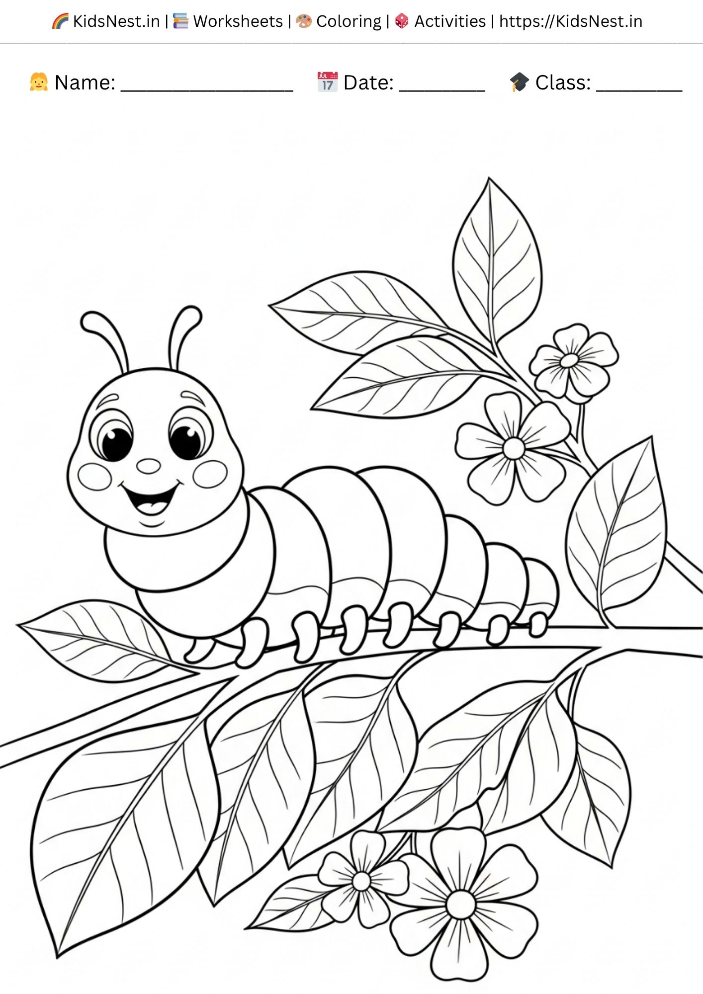 Caterpillar Coloring Page for Kids | Free Printable cover