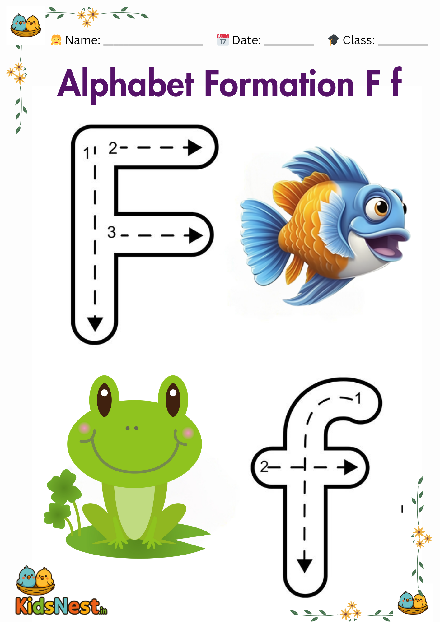 Letter F Worksheet | Printable Alphabet Activity for Kids
