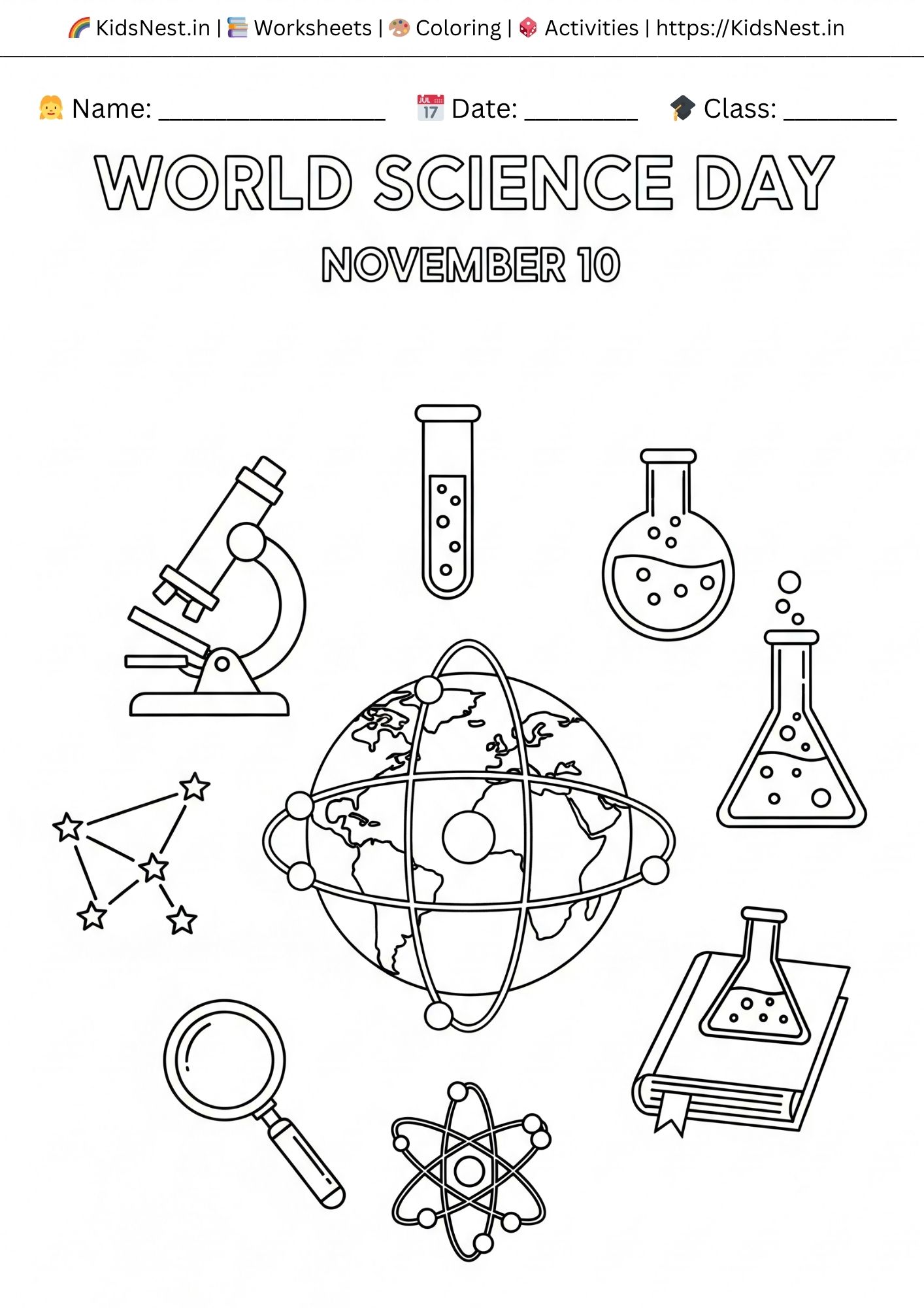 World Science Day Coloring Page | Free Printable Kids Activity