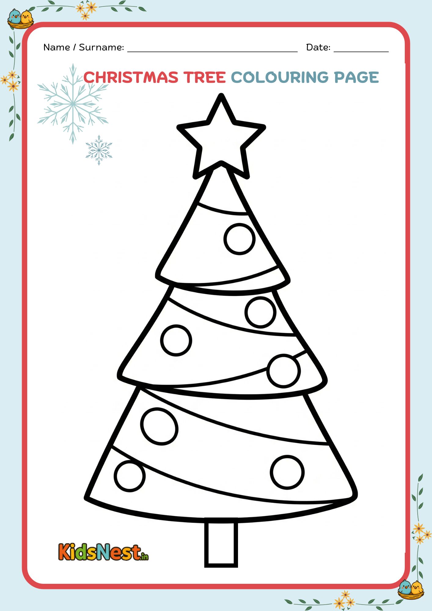 Christmas Tree Coloring Page for Kids | Free Printable