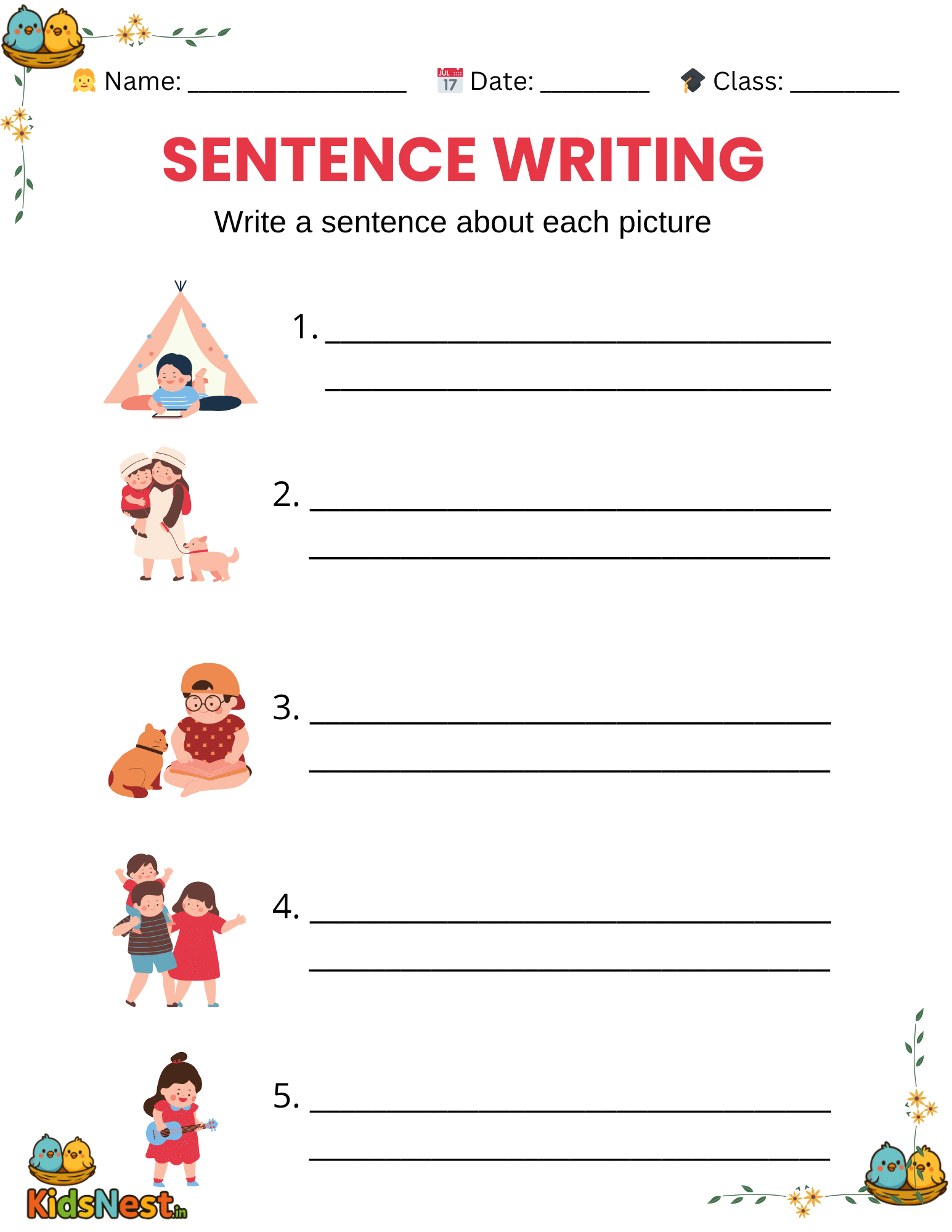 Printable Sentence Writing Worksheets for Kids & Teachers