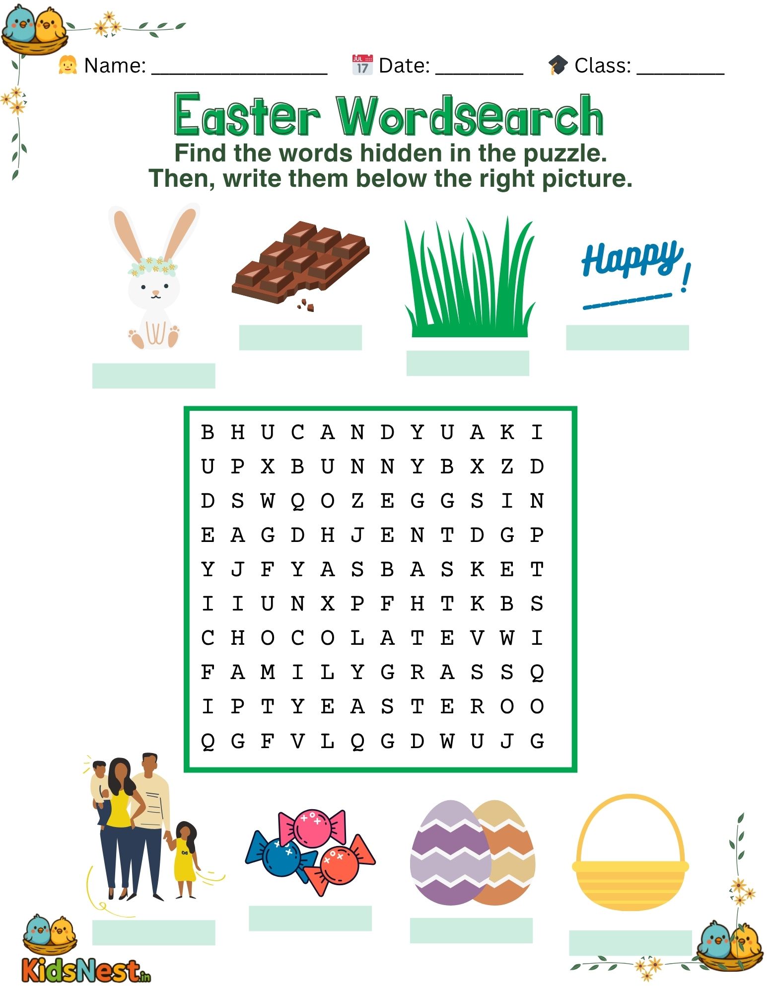 Printable Easter Find the Word Worksheet for Kids